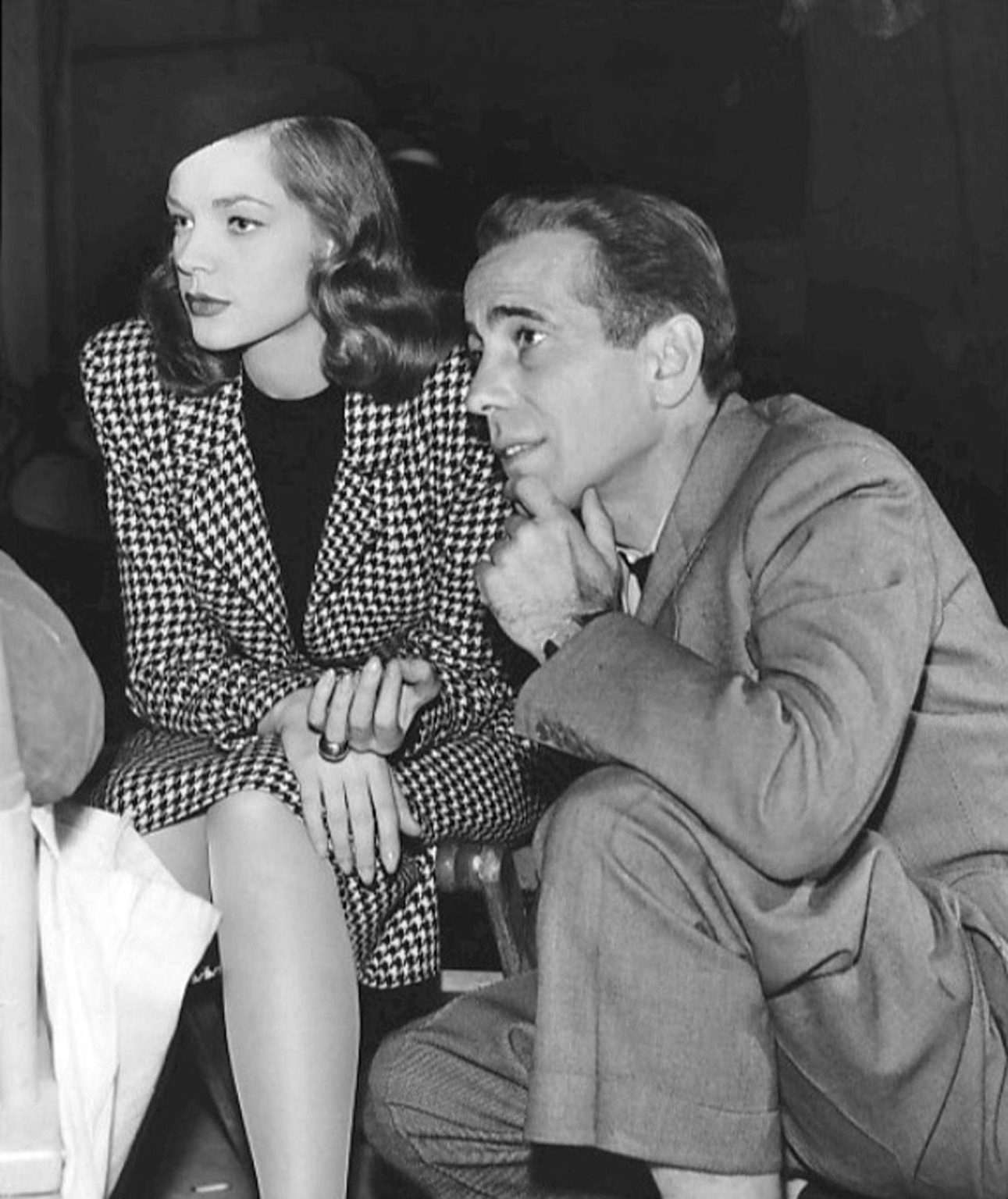 Bacall and Bogart on the set of The Big Sleep