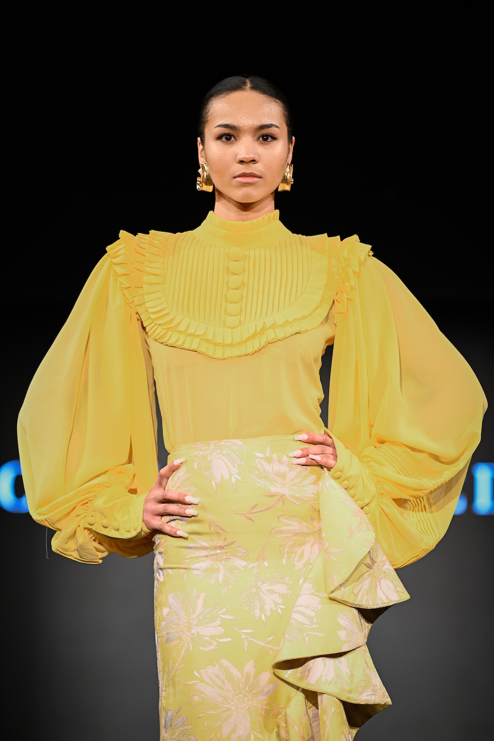 NEW YORK, NEW YORK - FEBRUARY 07: A model walks the runway at the Carlos Pineda show during New York Fashion Week Powered By Art Hearts Fashion at The Angel Orensanz Foundation on February 07, 2025 in New York City. (Photo by Arun Nevader/Getty Images for Art Hearts Fashion)