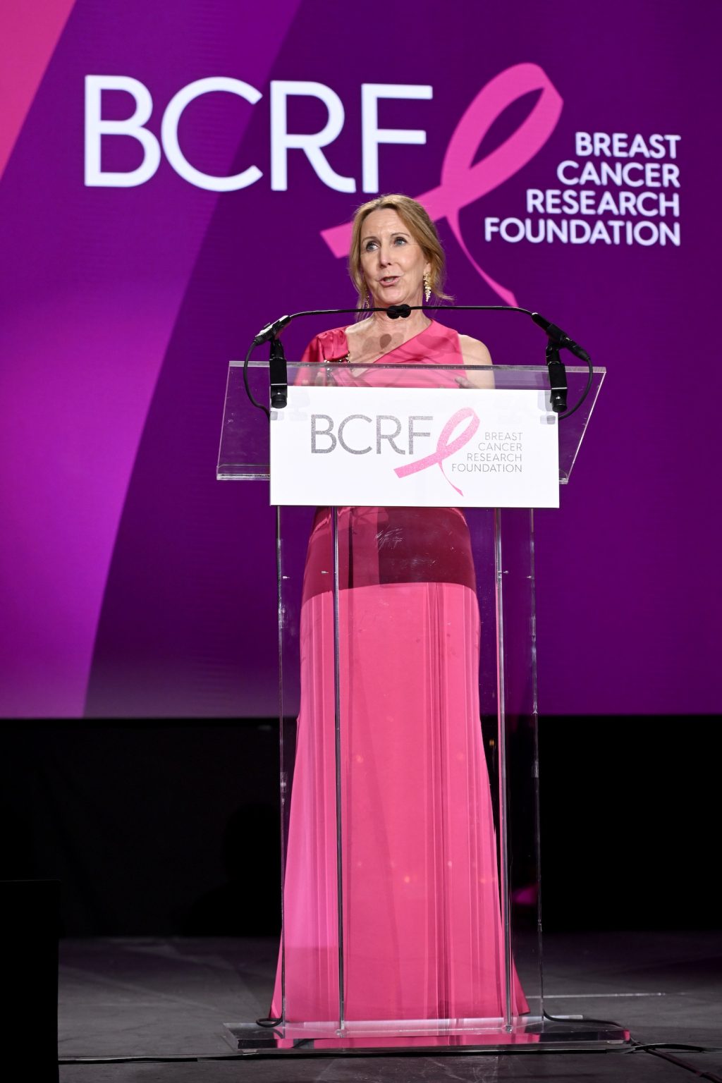 NEW YORK, NEW YORK - MAY 13: Donna McKay speaks onstage during the Breast Cancer Research Foundation Hot Pink Party 2025 at The Glasshouse on May 13, 2025 in New York City. (Photo by Noam Galai/Getty Images for Breast Cancer Research Foundation)