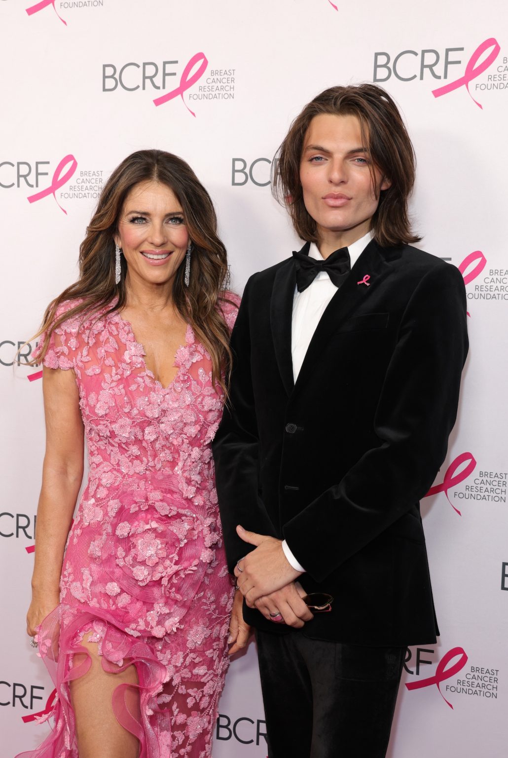 NEW YORK, NEW YORK - MAY 13: Elizabeth Hurley and Damian Hurley attend the Breast Cancer Research Foundation Hot Pink Party 2025 at The Glasshouse on May 13, 2025 in New York City. (Photo by Dimitrios Kambouris/Getty Images for Breast Cancer Research Foundation)