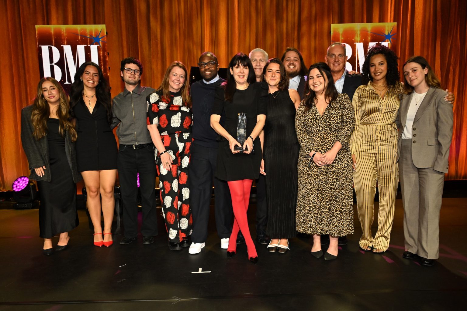 BEVERLY HILLS, CALIFORNIA - MAY 13: Jamie Kinelski, SVP, Head, West Coast Creative, Kobalt Music, Jennifer Knoepfle, EVP, Co-Head U.S. A&R, Universal Music Publishing, Mike Steinberg, EVP, Chief Revenue & Creative Officer, BMI, Mike O'Neill, President & CEO, BMI and Cristina Chavez accept Publisher of the Year BMI Award onstage during the 2025 BMI Pop Awards at Beverly Wilshire, A Four Seasons Hotel, on May 13, 2025 in Beverly Hills, California. (Photo by Lester Cohen/Getty Images for BMI)