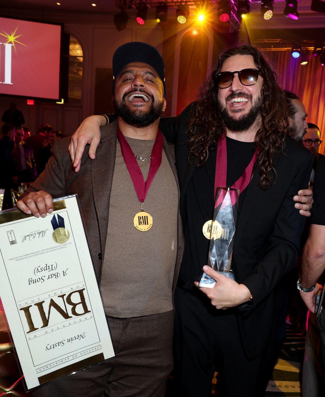 BEVERLY HILLS, CALIFORNIA - MAY 13: (L-R) Nevin Sastry, winner of a BMI Citation of Achievement for "A Bar Song (Tipsy)" and Julian Bunetta, winner of the Song of the Year award for "Lose Control" attend the 2025 BMI Pop Awards at Beverly Wilshire, A Four Seasons Hotel on May 13, 2025 in Beverly Hills, California. (Photo by JC Olivera/Getty Images for BMI)