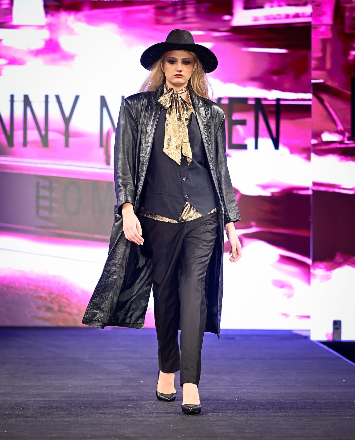 NEW YORK, NEW YORK - FEBRUARY 06: A model walks the runway at the Danny Nguyen show during New York Fashion Week Powered By Art Hearts Fashion at The Angel Orensanz Foundation on February 06, 2025 in New York City. (Photo by Arun Nevader/Getty Images for Art Hearts Fashion)