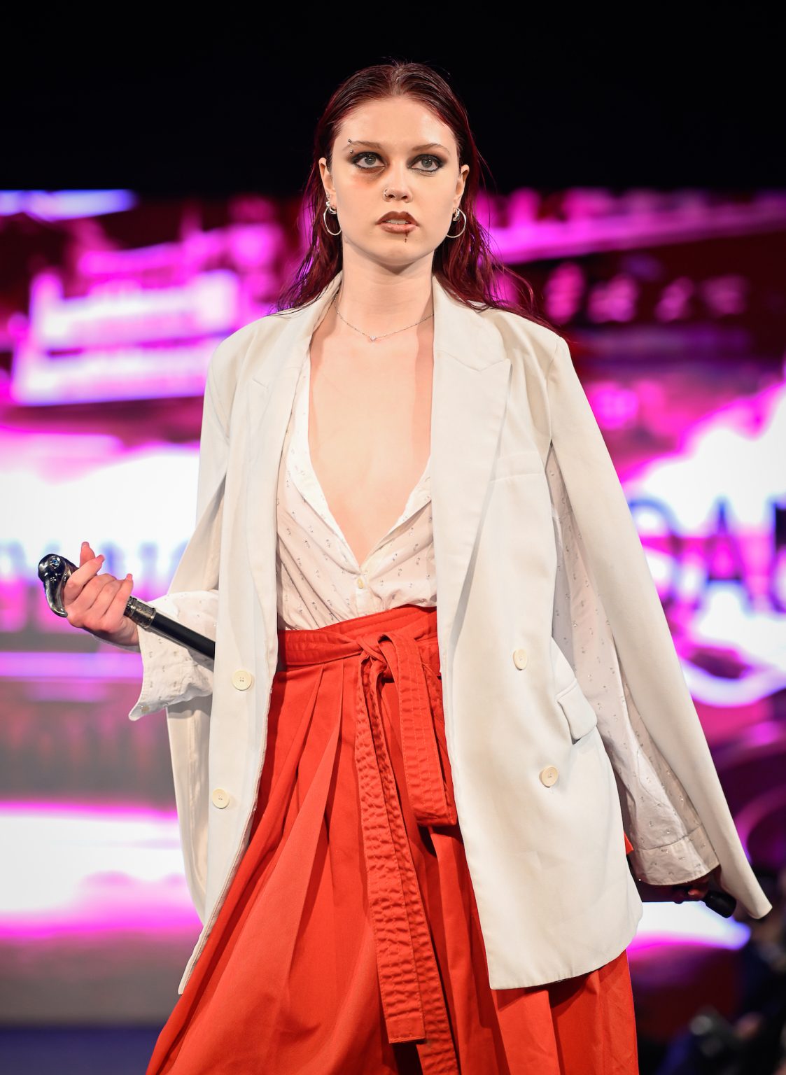 NEW YORK, NEW YORK - FEBRUARY 06: A model walks the runway at the Danny Nguyen show during New York Fashion Week Powered By Art Hearts Fashion at The Angel Orensanz Foundation on February 06, 2025 in New York City. (Photo by Arun Nevader/Getty Images for Art Hearts Fashion)