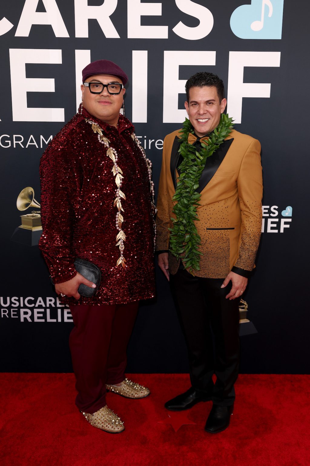 LOS ANGELES, CALIFORNIA - FEBRUARY 02: Kalani Pe'a (L) and guest attend the 67th Annual GRAMMY Awards on February 02, 2025 in Los Angeles, California. (Photo by Matt Winkelmeyer/Getty Images for The Recording Academy)