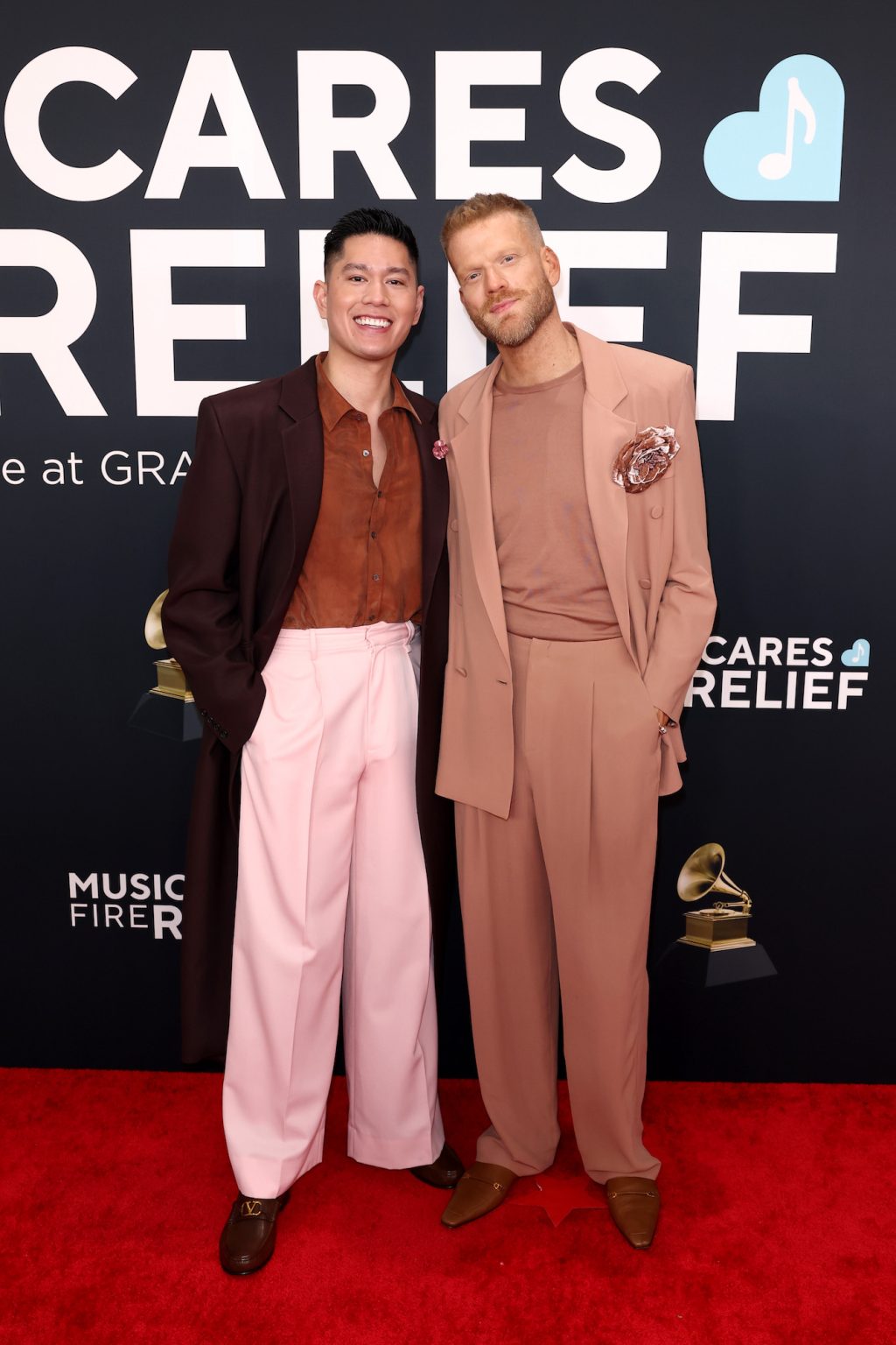 LOS ANGELES, CALIFORNIA - FEBRUARY 02: (L-R) Mark Manio and Scott Hoying attend the 67th Annual GRAMMY Awards on February 02, 2025 in Los Angeles, California. (Photo by Matt Winkelmeyer/Getty Images for The Recording Academy)