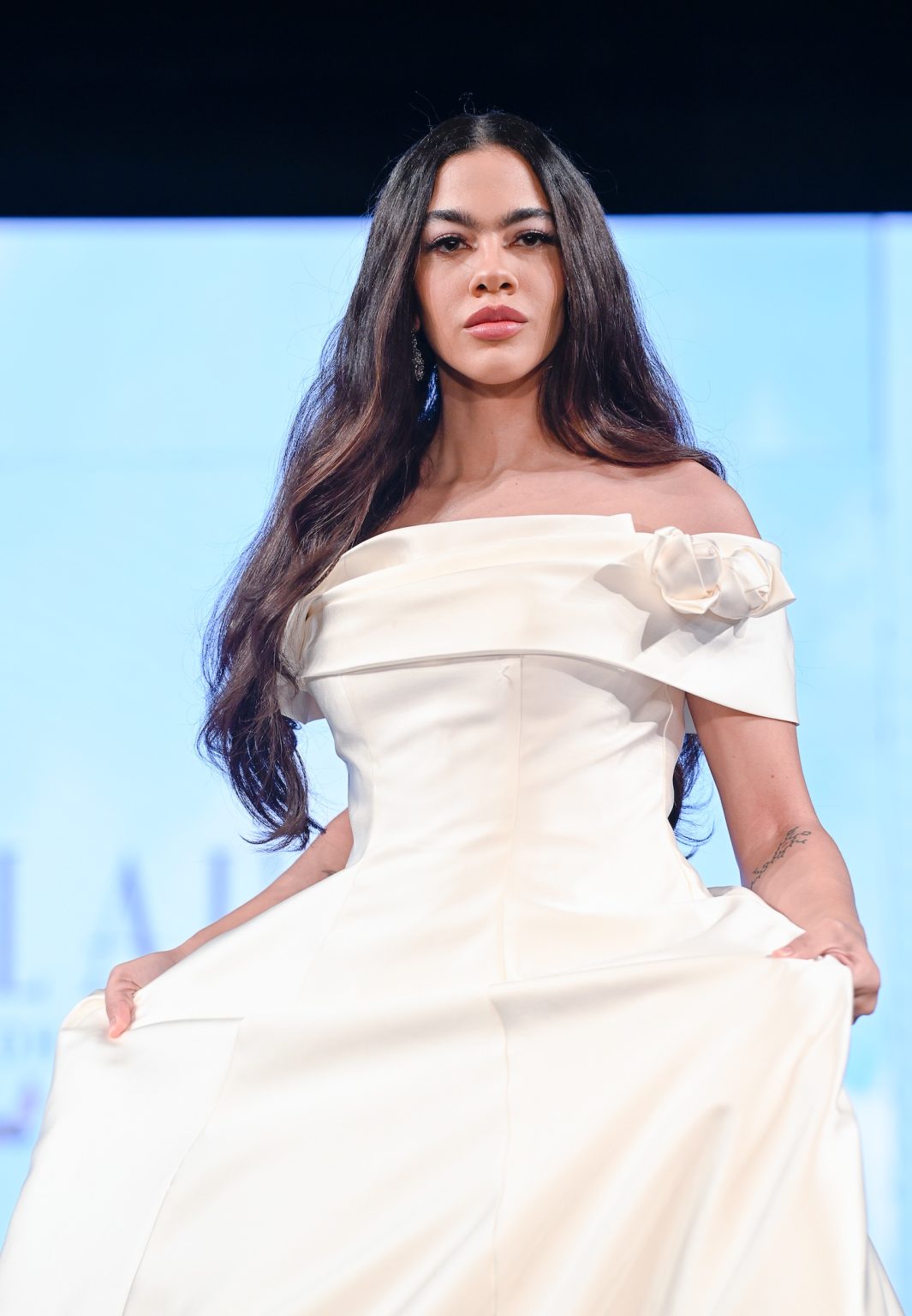 NEW YORK, NEW YORK - FEBRUARY 06: A model walks the runway at the Glaudi show during New York Fashion Week Powered By Art Hearts Fashion at The Angel Orensanz Foundation on February 06, 2025 in New York City. (Photo by Arun Nevader/Getty Images for Art Hearts Fashion)
