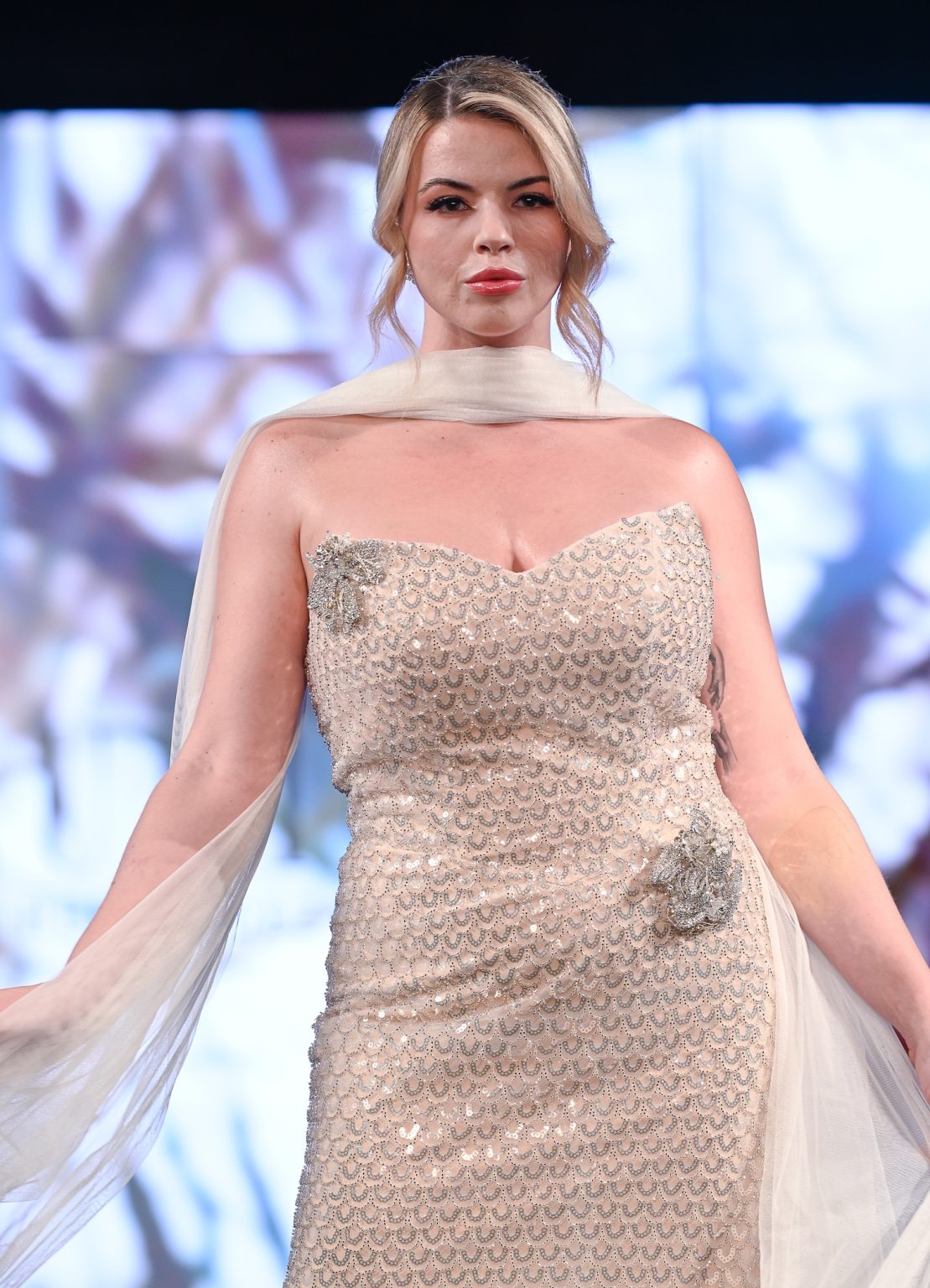 NEW YORK, NEW YORK - FEBRUARY 06: A model walks the runway at the Glaudi show during New York Fashion Week Powered By Art Hearts Fashion at The Angel Orensanz Foundation on February 06, 2025 in New York City. (Photo by Arun Nevader/Getty Images for Art Hearts Fashion)