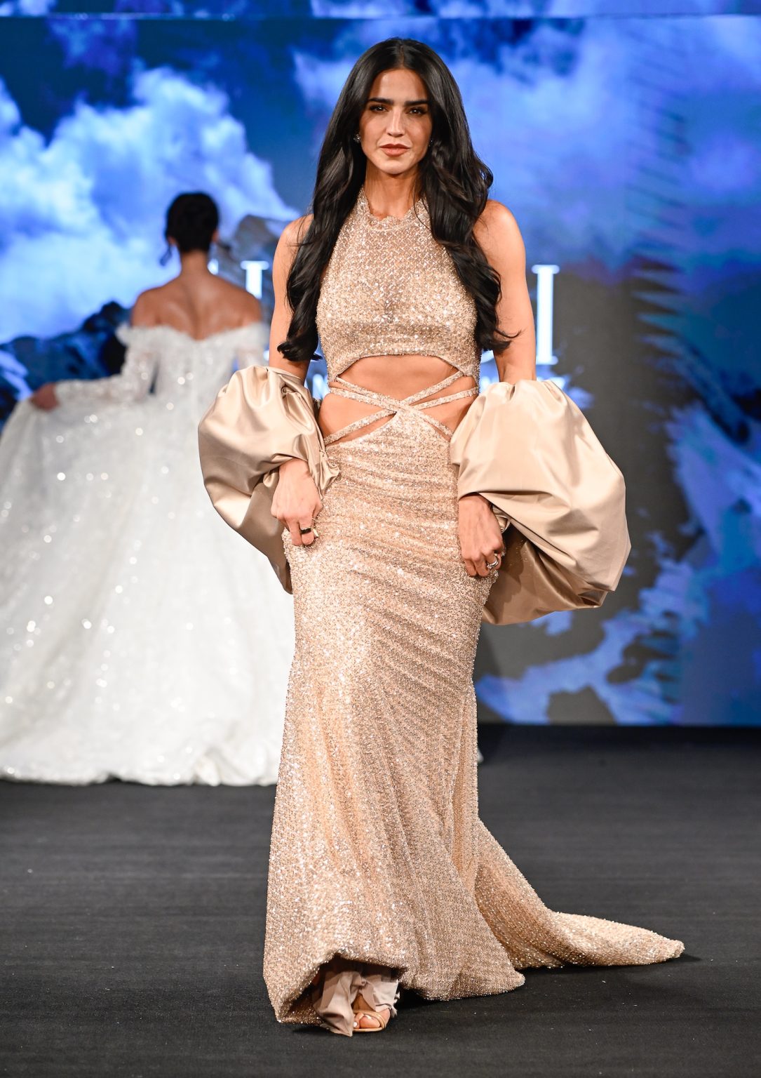 NEW YORK, NEW YORK - FEBRUARY 06: Actor Barbara De Regil Schoenwald walks the runway at the Glaudi show during New York Fashion Week Powered By Art Hearts Fashion at The Angel Orensanz Foundation on February 06, 2025 in New York City. (Photo by Arun Nevader/Getty Images for Art Hearts Fashion)