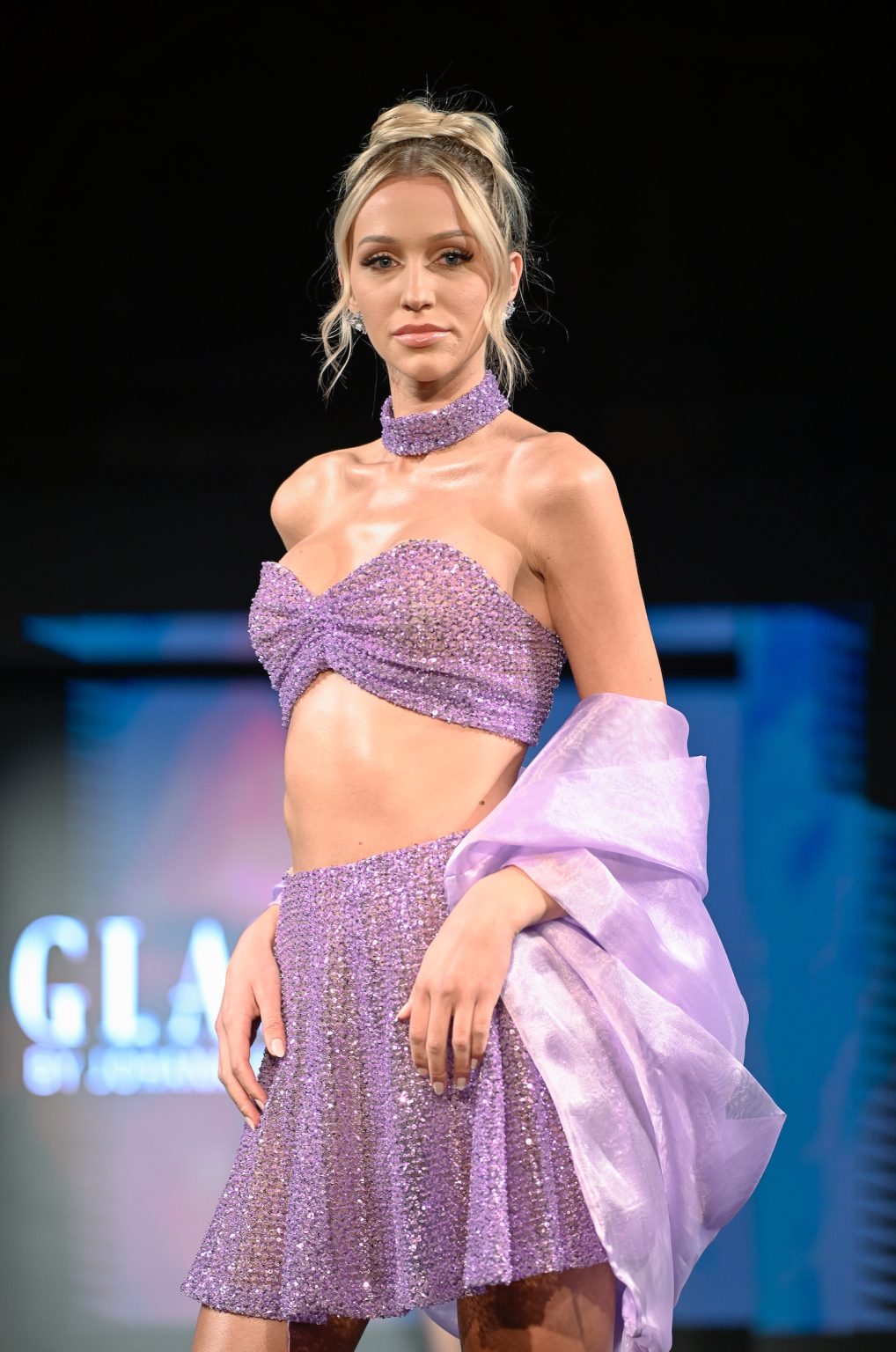 NEW YORK, NEW YORK - FEBRUARY 06: A model walks the runway at the Glaudi show during New York Fashion Week Powered By Art Hearts Fashion at The Angel Orensanz Foundation on February 06, 2025 in New York City. (Photo by Arun Nevader/Getty Images for Art Hearts Fashion)