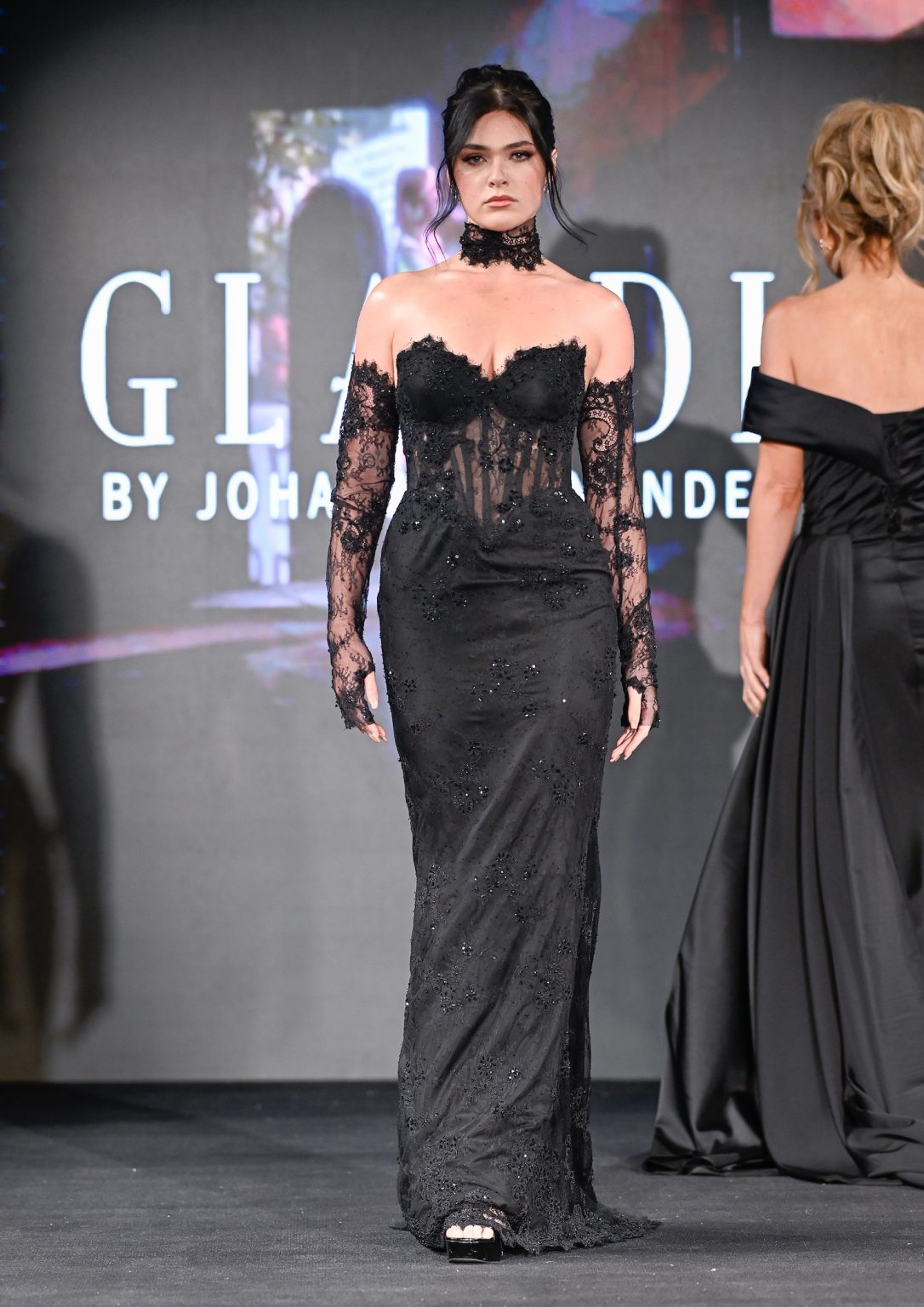 NEW YORK, NEW YORK - FEBRUARY 06: A model walks the runway at the Glaudi show during New York Fashion Week Powered By Art Hearts Fashion at The Angel Orensanz Foundation on February 06, 2025 in New York City. (Photo by Arun Nevader/Getty Images for Art Hearts Fashion)