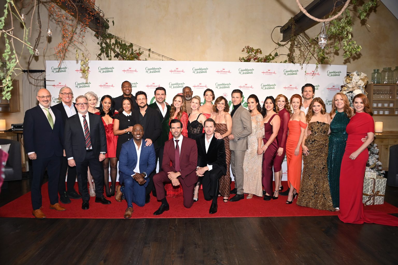 TARRYTOWN, NEW YORK - OCTOBER 17: (L-R) John Matts, John C. McGinley, Darren Abbott, Beth Broderick, Tamera Mowry-Housley, Ser'Darius Blain, Heather Hemmens, B. J. Britt, Tyler Hynes, Jonathan Bennett, Rachel Boston, Benjamin Ayres, Dennis Haysbert, Ginna Claire Mason, Kimberley Sustad, Paul Campbell, Nikki DeLoach, Andrew Walker, Erin Cahill, Noemí González, Rachelle Lefevre, Lindy Booth, Kristoffer Polaha, Holland Roden, Annie Howell, and Sarah Drew attend Hallmark Media's Channel's "Countdown To Christmas" party at Blue Hill at Stone Barns on October 17, 2024 in Tarrytown, New York. (Photo by Dave Kotinsky/Getty Images for Hallmark Media)