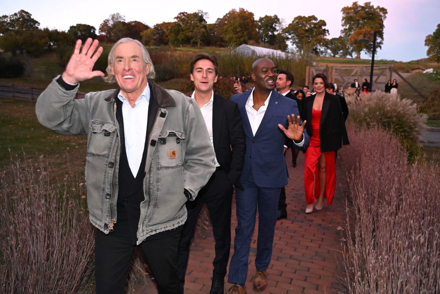 TARRYTOWN, NEW YORK - OCTOBER 17: John C. McGinley, Evan Roderick, B. J. Britt, and Kimberley Sustad attend Hallmark Media's Channel's "Countdown To Christmas" party at Blue Hill at Stone Barns on October 17, 2024 in Tarrytown, New York. (Photo by Dave Kotinsky/Getty Images for Hallmark Media)