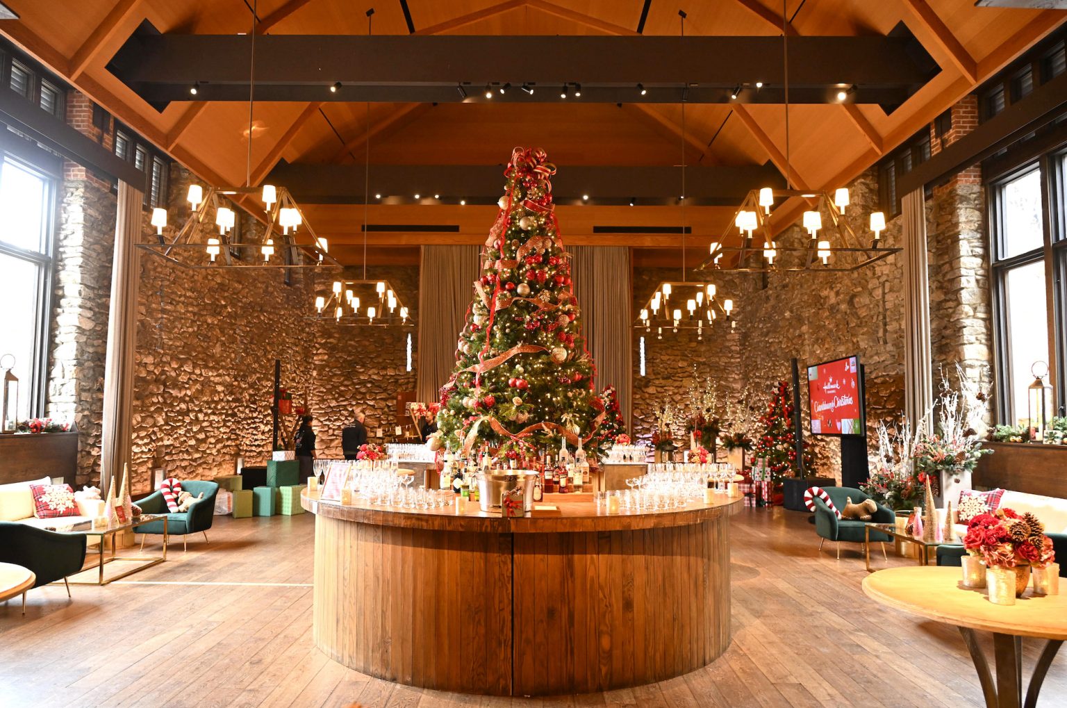 TARRYTOWN, NEW YORK - OCTOBER 17: A view of atmosphere during Hallmark Media's Channel's "Countdown To Christmas" party at Blue Hill at Stone Barns on October 17, 2024 in Tarrytown, New York. (Photo by Dave Kotinsky/Getty Images for Hallmark Media)