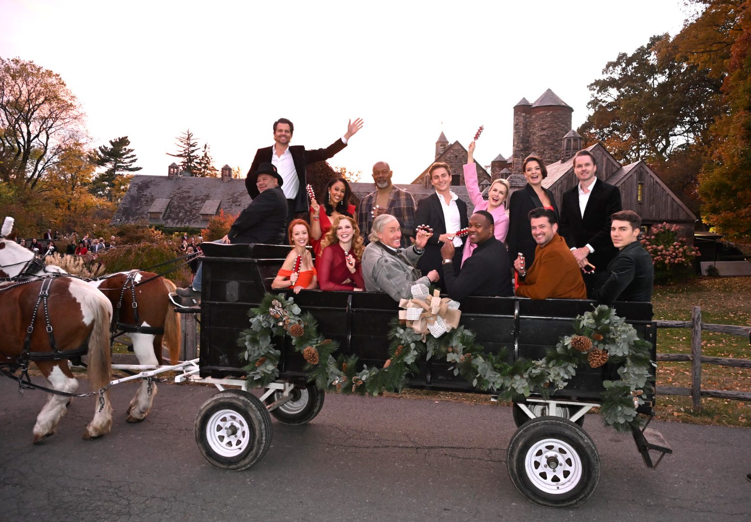TARRYTOWN, NEW YORK - OCTOBER 17: Kristoffer Polaha, Tamera Mowry-Housley, Dennis Haysbert, Evan Roderick, Ginna Claire Mason, Kimberley Sustad, Paul Campbell, Lindy Booth, Rachelle Lefevre, John C. McGinley, Ser'Darius Blain, Wes Brown, and Nolan Gerard Funk attend Hallmark Media's Channel's "Countdown To Christmas" party at Blue Hill at Stone Barns on October 17, 2024 in Tarrytown, New York. (Photo by Dave Kotinsky/Getty Images for Hallmark Media)