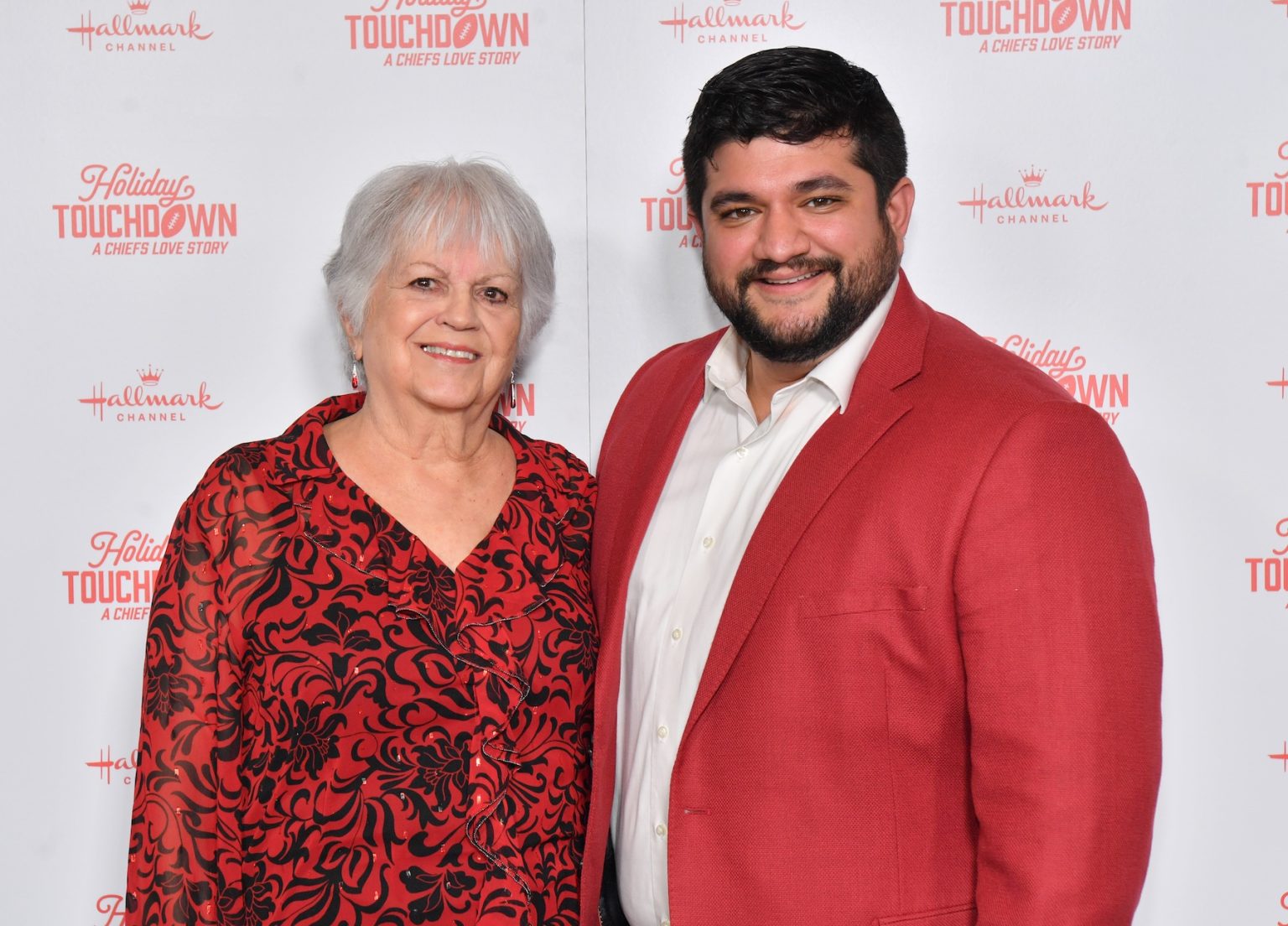 KANSAS CITY, MISSOURI - NOVEMBER 30: Chris Stathos (R) attends Hallmark's Premiere Screening of Holiday Touchdown: A Chiefs Love Story on November 30, 2024 in Kansas City, Missouri. (Photo by Jason Davis/Getty Images for Hallmark Media)