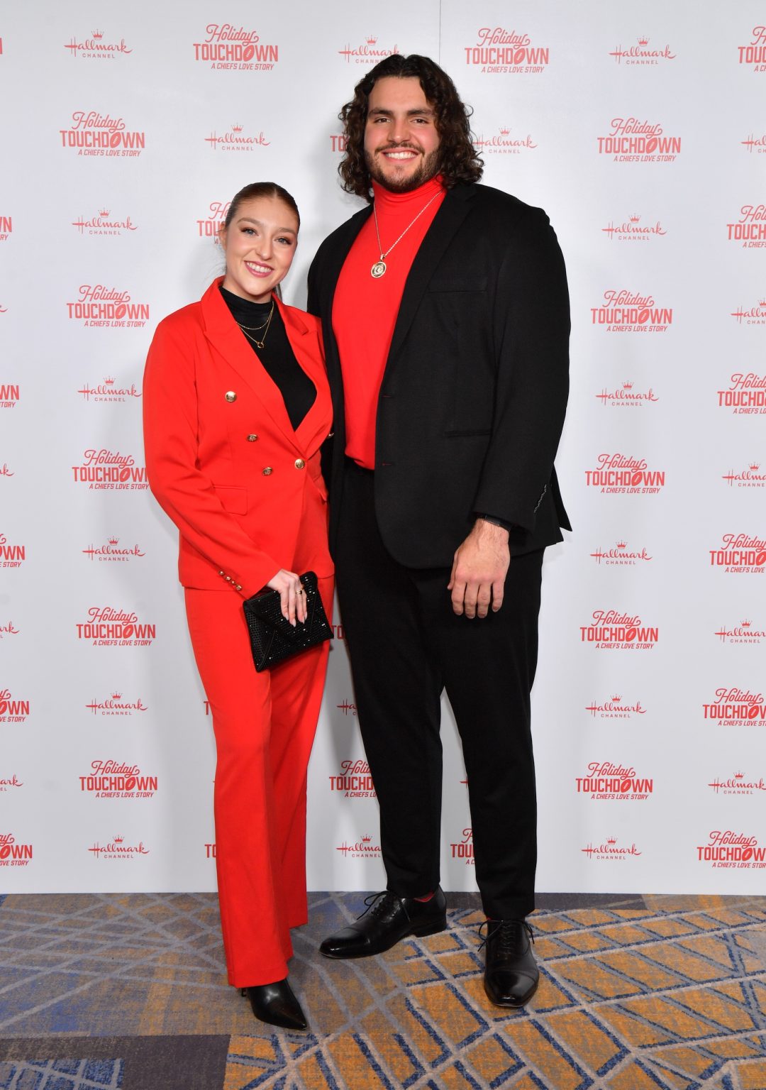 KANSAS CITY, MISSOURI - NOVEMBER 30: (L-R) Sarah Christina Kane and Hunter Nourzad attend Hallmark's Premiere Screening of Holiday Touchdown: A Chiefs Love Story on November 30, 2024 in Kansas City, Missouri. (Photo by Jason Davis/Getty Images for Hallmark Media)