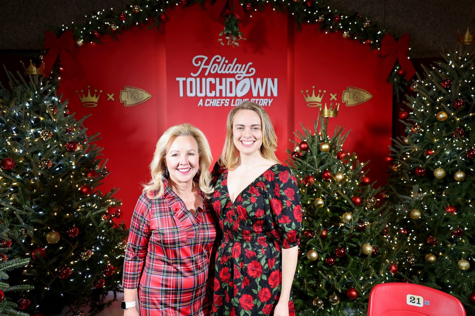 KANSAS CITY, MISSOURI - NOVEMBER 30: (L-R) Cathy Flowers Yancy and Brooke Yancy attend Hallmark's Premiere Screening of Holiday Touchdown: A Chiefs Love Story on November 30, 2024 in Kansas City, Missouri. (Photo by David Eulitt/Getty Images for Hallmark Media)