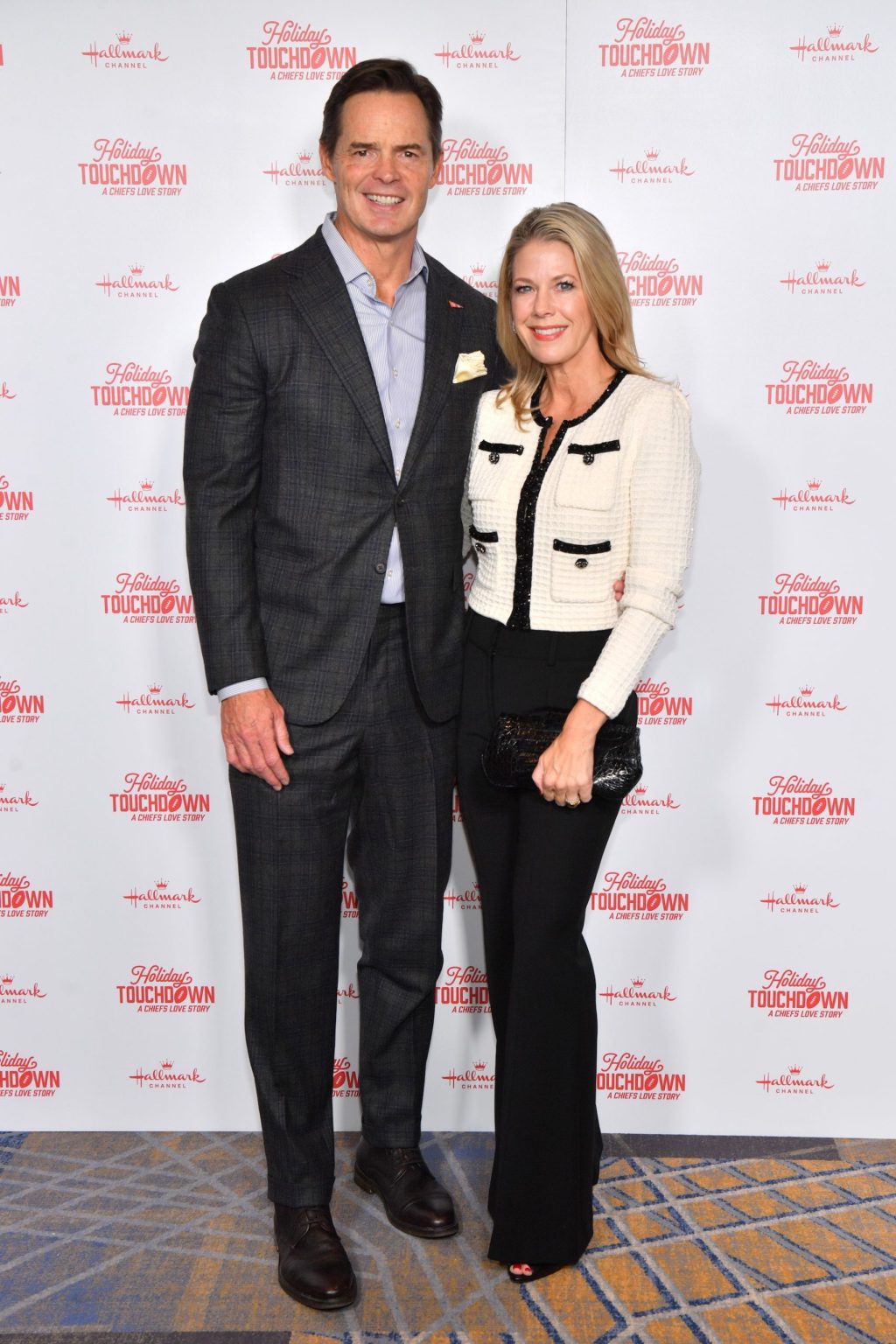 KANSAS CITY, MISSOURI - NOVEMBER 30: (L-R) Mark Donovan and Kathy Donovan attend Hallmark's Premiere Screening of Holiday Touchdown: A Chiefs Love Story on November 30, 2024 in Kansas City, Missouri. (Photo by Jason Davis/Getty Images for Hallmark Media)