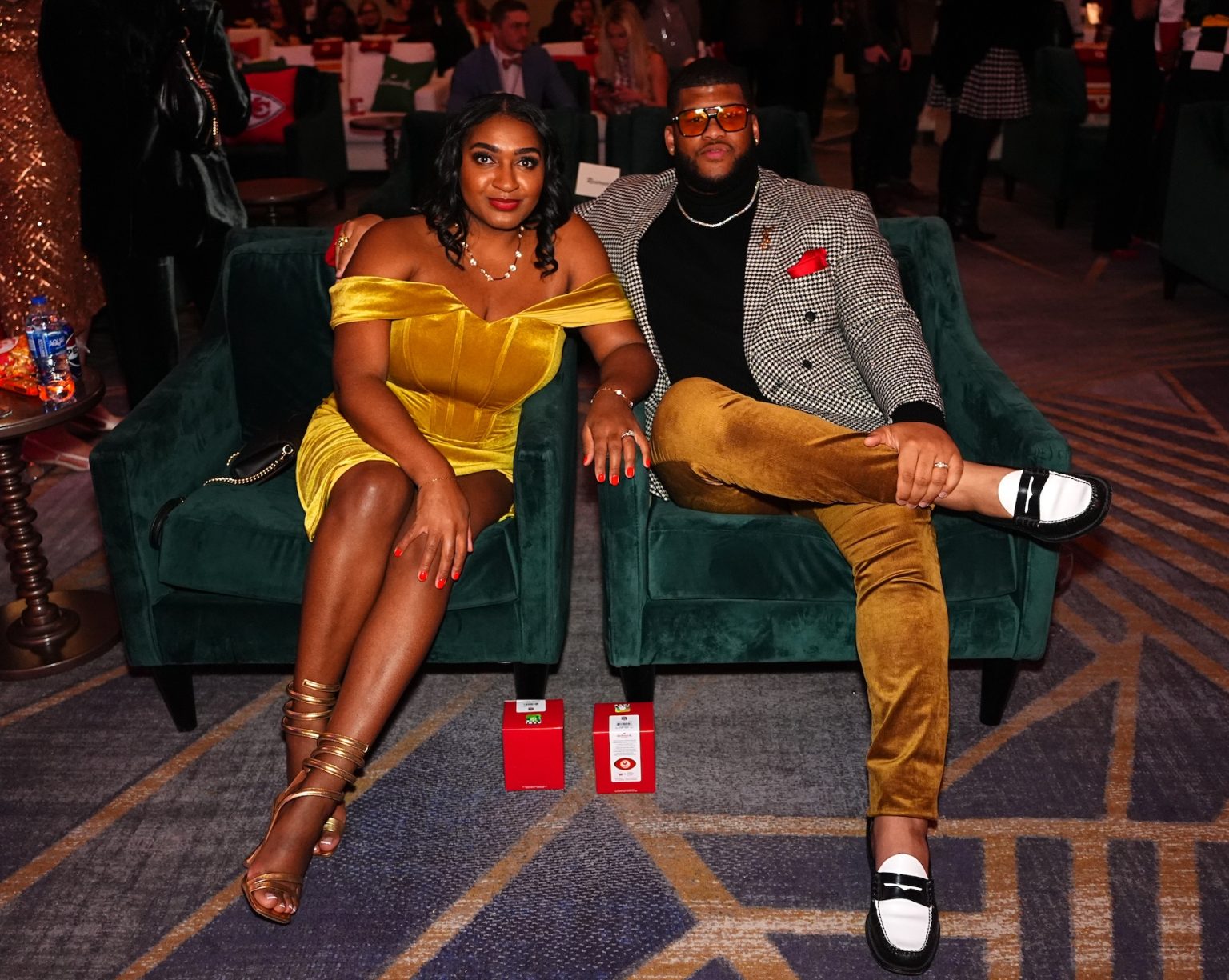 KANSAS CITY, MISSOURI - NOVEMBER 30: (L-R) Jasmine Green and Steven Green attend Hallmark's Premiere Screening of Holiday Touchdown: A Chiefs Love Story on November 30, 2024 in Kansas City, Missouri. (Photo by Kyle Rivas/Getty Images for Hallmark Media)