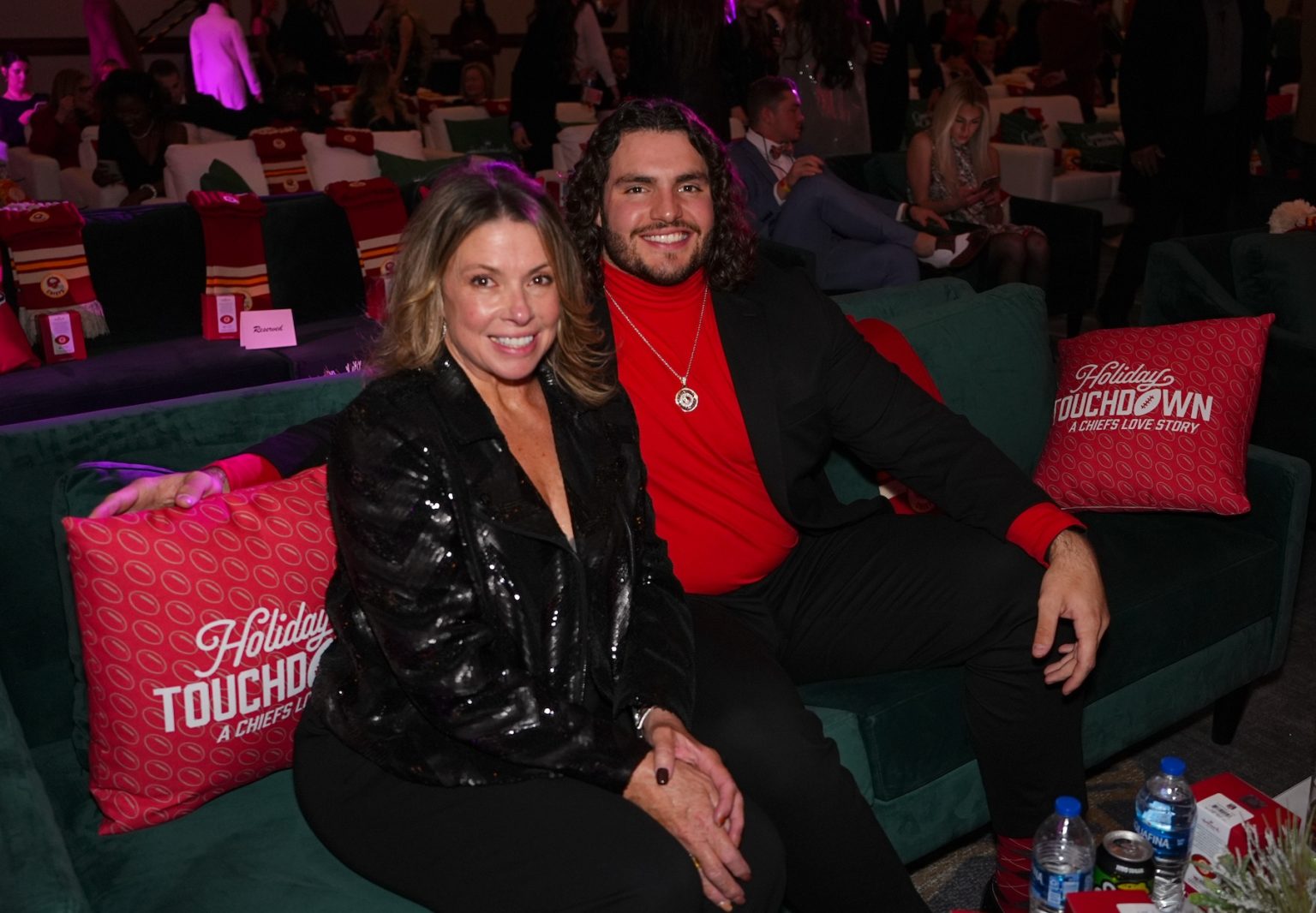 KANSAS CITY, MISSOURI - NOVEMBER 30: Hunter Nourzad (R) attends Hallmark's Premiere Screening of Holiday Touchdown: A Chiefs Love Story on November 30, 2024 in Kansas City, Missouri. (Photo by Kyle Rivas/Getty Images for Hallmark Media)