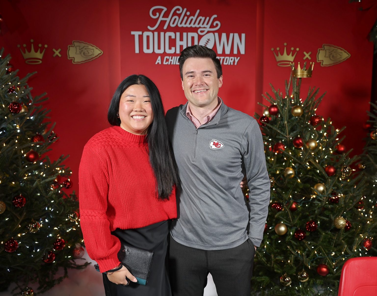 KANSAS CITY, MISSOURI - NOVEMBER 30: (L-R) Ellie McMullen and Matt McMullen attend Hallmark's Premiere Screening of Holiday Touchdown: A Chiefs Love Story on November 30, 2024 in Kansas City, Missouri. (Photo by David Eulitt/Getty Images for Hallmark Media)
