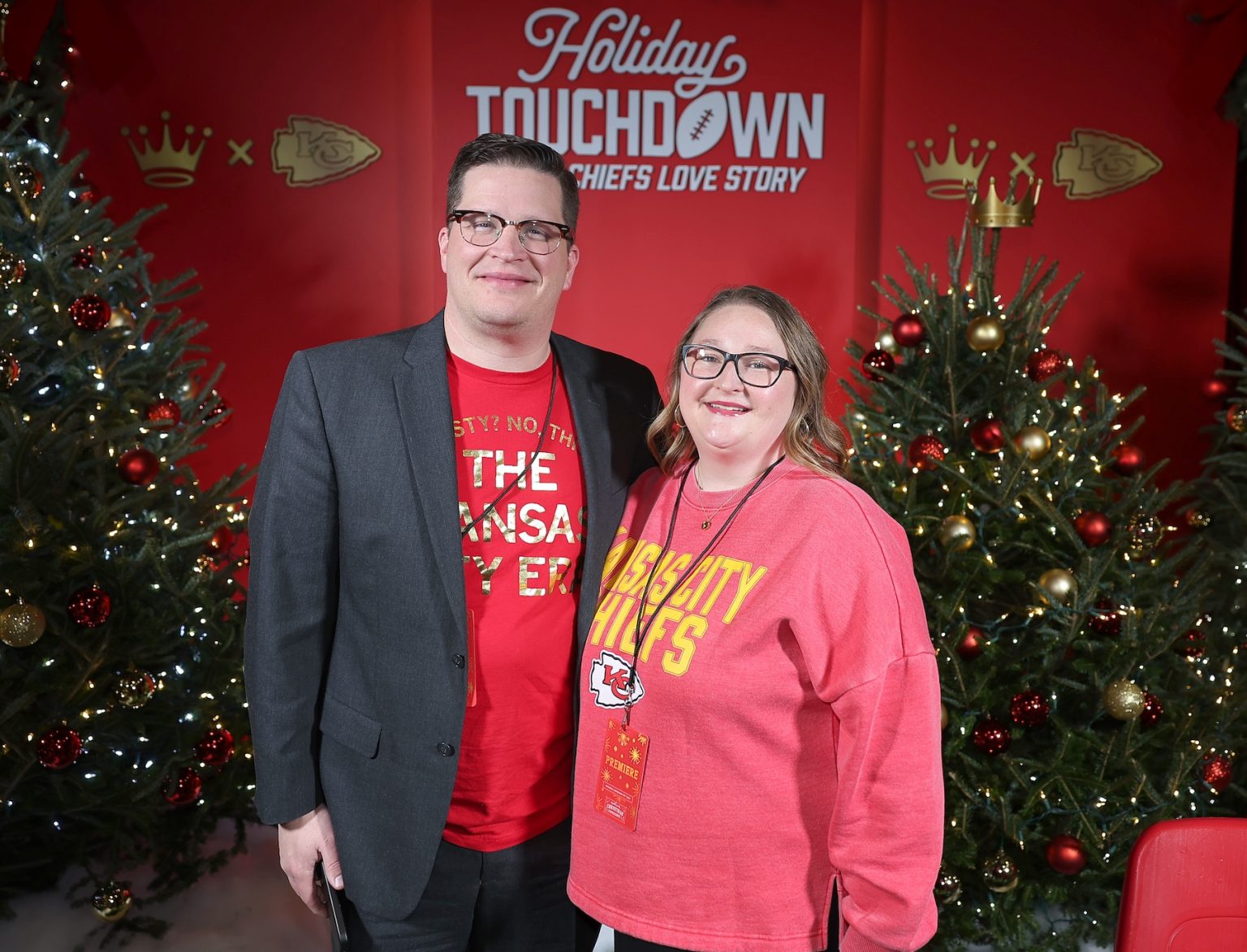 KANSAS CITY, MISSOURI - NOVEMBER 30: (L-R) Cody Tapp and Emma Tapp attend Hallmark's Premiere Screening of Holiday Touchdown: A Chiefs Love Story on November 30, 2024 in Kansas City, Missouri. (Photo by David Eulitt/Getty Images for Hallmark Media)