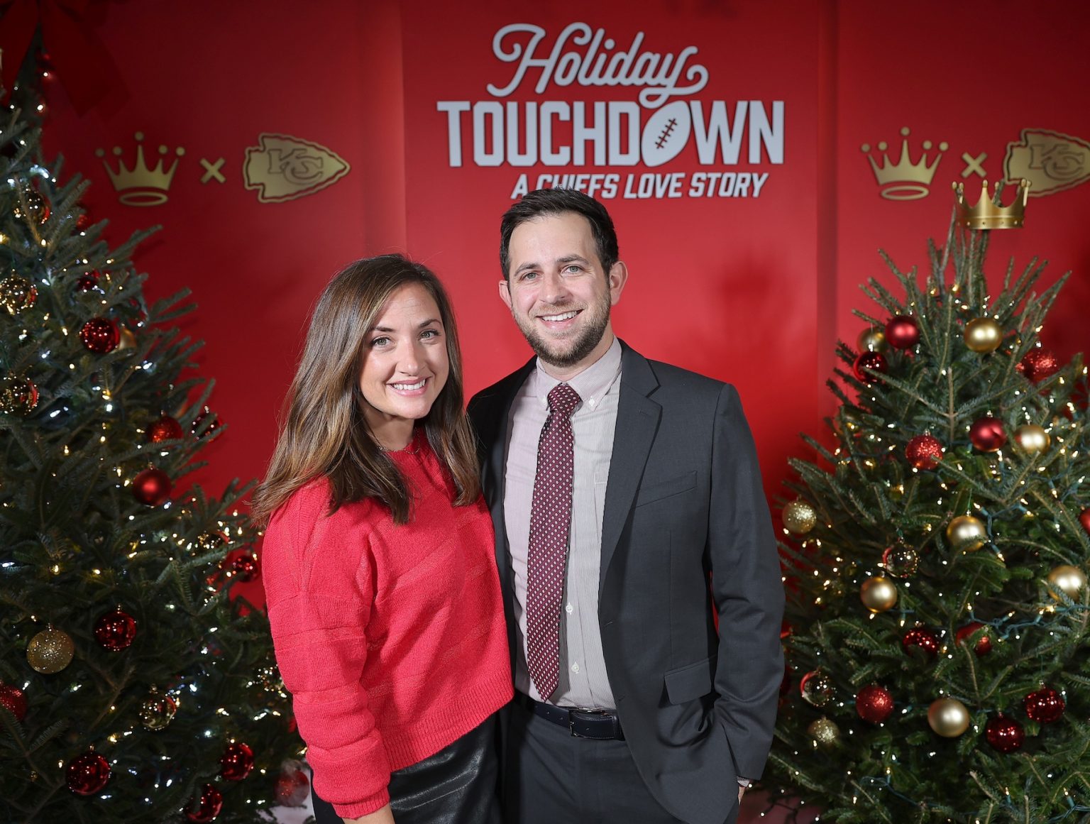 KANSAS CITY, MISSOURI - NOVEMBER 30: (L-R)Kaitlyn Birnbaum and Jeff Birnbaum attend Hallmark's Premiere Screening of Holiday Touchdown: A Chiefs Love Story on November 30, 2024 in Kansas City, Missouri. (Photo by David Eulitt/Getty Images for Hallmark Media)