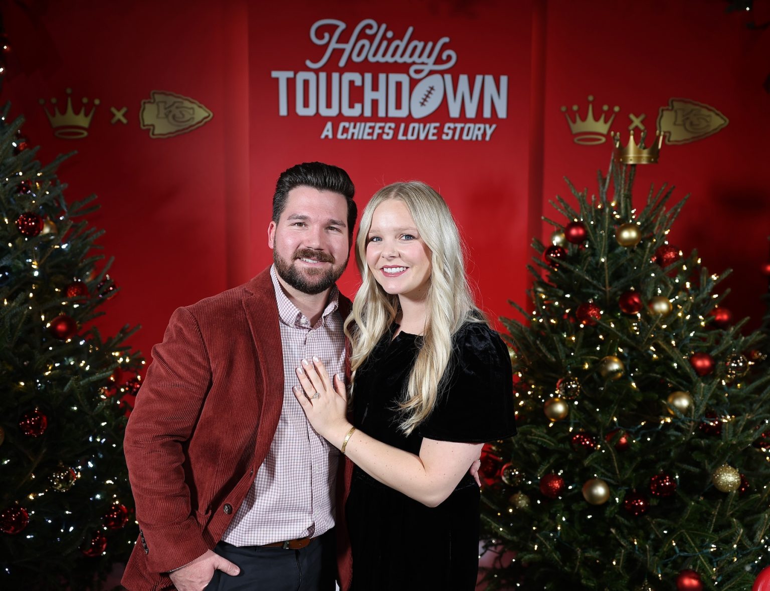 KANSAS CITY, MISSOURI - NOVEMBER 30: (L-R) Alex Martin and Haley Martin attend Hallmark's Premiere Screening of Holiday Touchdown: A Chiefs Love Story on November 30, 2024 in Kansas City, Missouri. (Photo by David Eulitt/Getty Images for Hallmark Media)