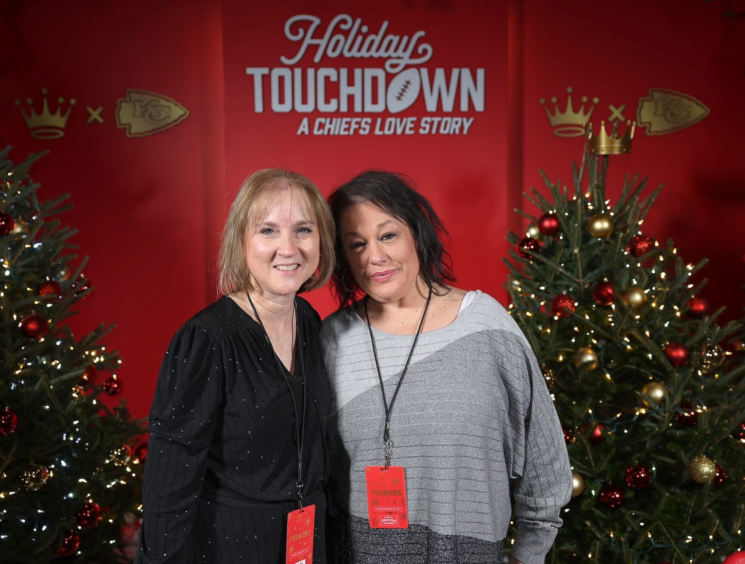 KANSAS CITY, MISSOURI - NOVEMBER 30: Kristy Lewis (L) attends Hallmark's Premiere Screening of Holiday Touchdown: A Chiefs Love Story on November 30, 2024 in Kansas City, Missouri. (Photo by David Eulitt/Getty Images for Hallmark Media)