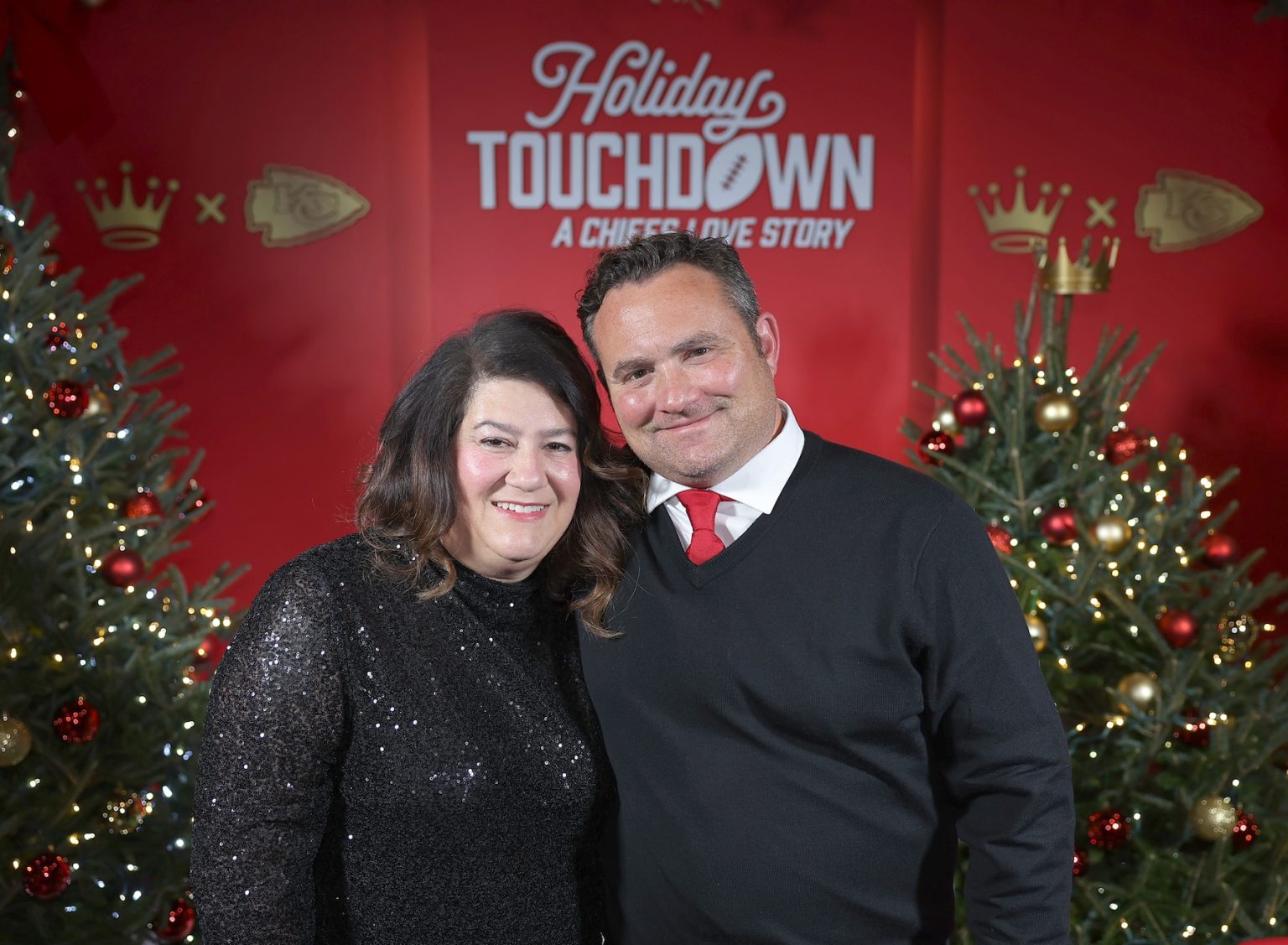 KANSAS CITY, MISSOURI - NOVEMBER 30: (L-R) Jen Walker and Nick Walker attend Hallmark's Premiere Screening of Holiday Touchdown: A Chiefs Love Story on November 30, 2024 in Kansas City, Missouri. (Photo by David Eulitt/Getty Images for Hallmark Media)