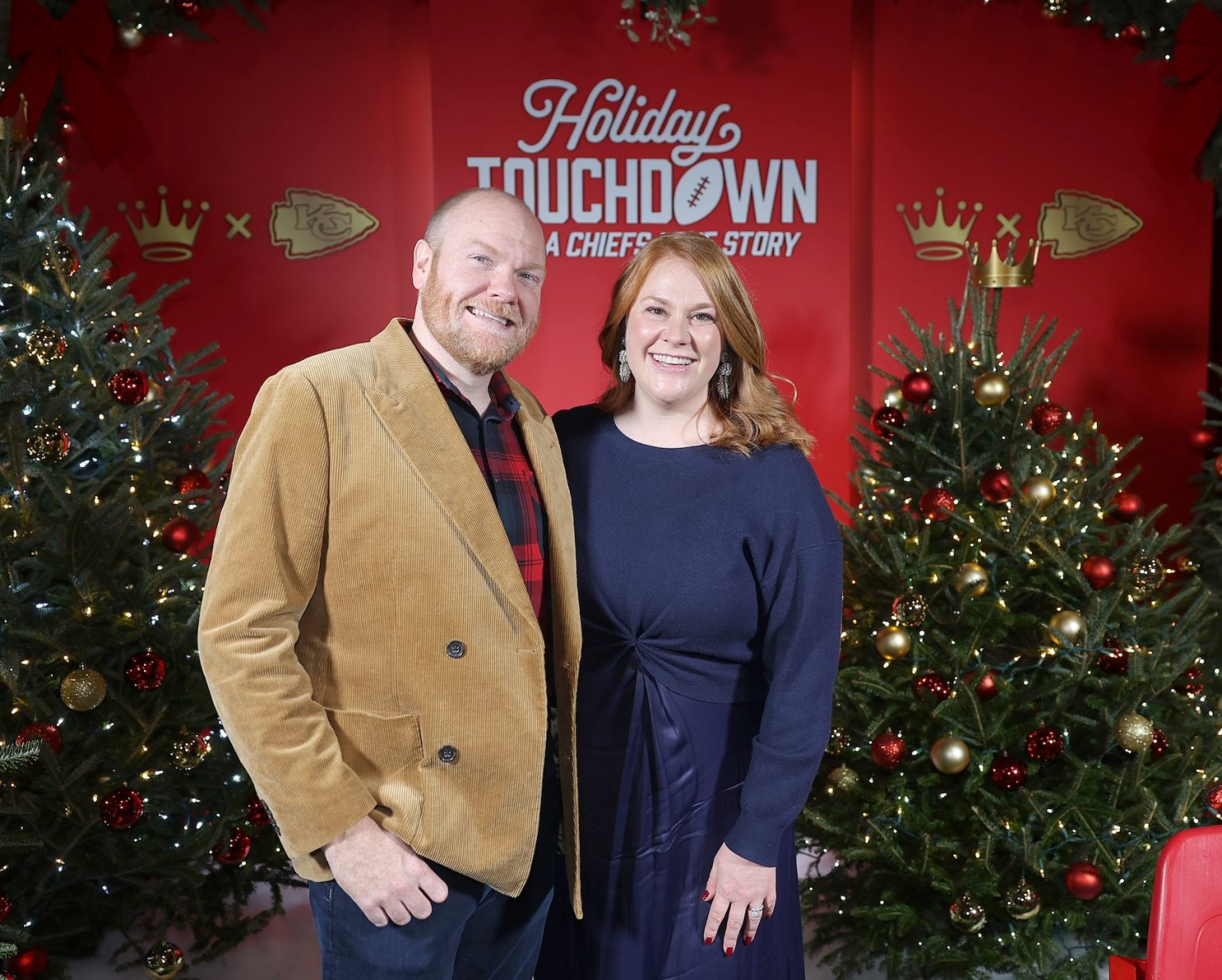 KANSAS CITY, MISSOURI - NOVEMBER 30: (L-R) Benton Glaze and Cydney Billings attend Hallmark's Premiere Screening of Holiday Touchdown: A Chiefs Love Story on November 30, 2024 in Kansas City, Missouri. (Photo by David Eulitt/Getty Images for Hallmark Media)