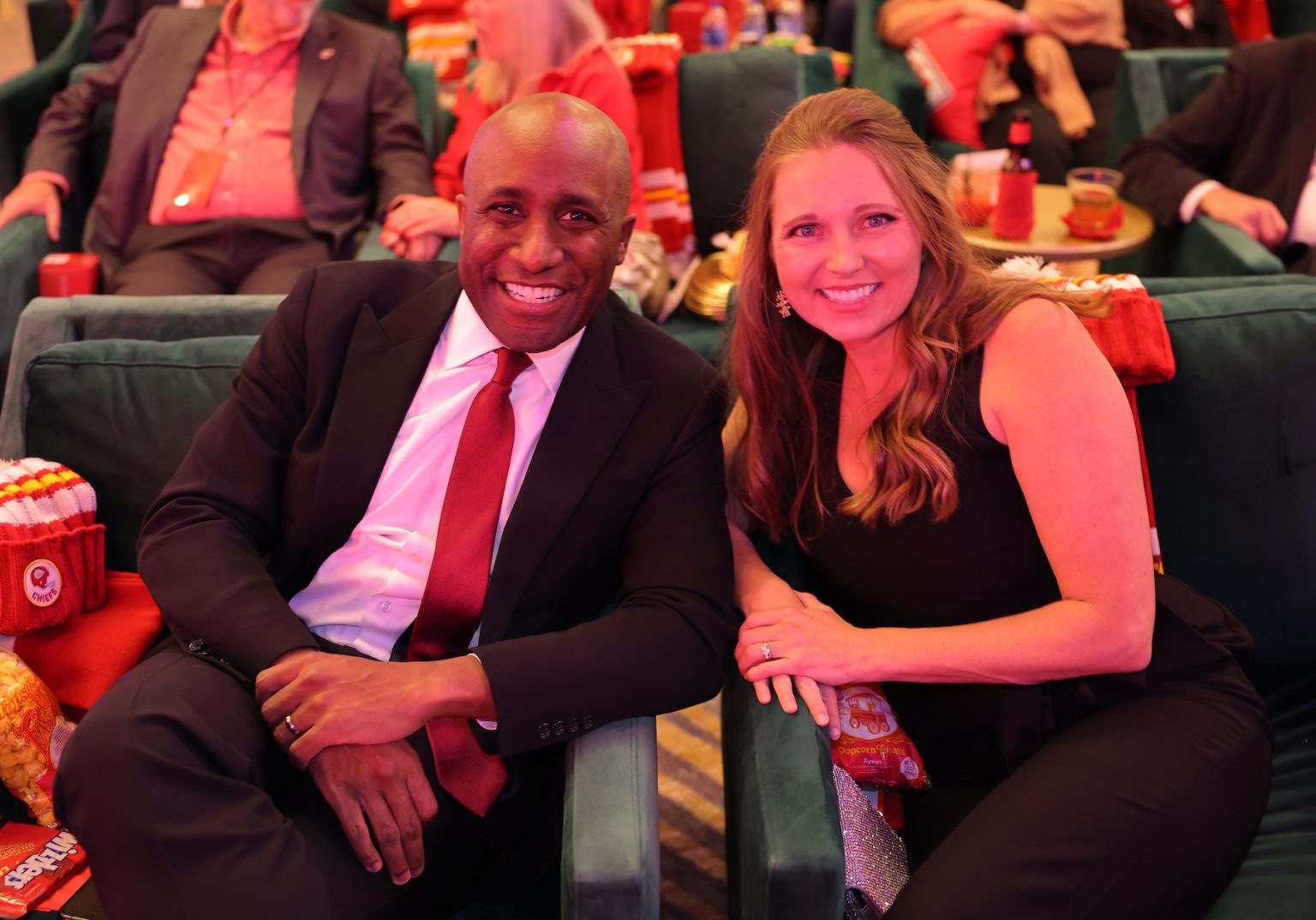 KANSAS CITY, MISSOURI - NOVEMBER 30: (L-R) Kansas City Mayor Quinton Lucas and Katherine Carttar attend during Hallmark's Premiere Screening of Holiday Touchdown: A Chiefs Love Story on November 30, 2024 in Kansas City, Missouri. (Photo by David Eulitt/Getty Images for Hallmark Media)