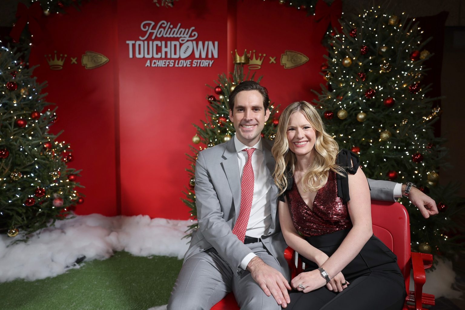KANSAS CITY, MISSOURI - NOVEMBER 30: (L-R) Harper Coulson and Rebecca Coulson attend Hallmark's Premiere Screening of Holiday Touchdown: A Chiefs Love Story on November 30, 2024 in Kansas City, Missouri. (Photo by David Eulitt/Getty Images for Hallmark Media)