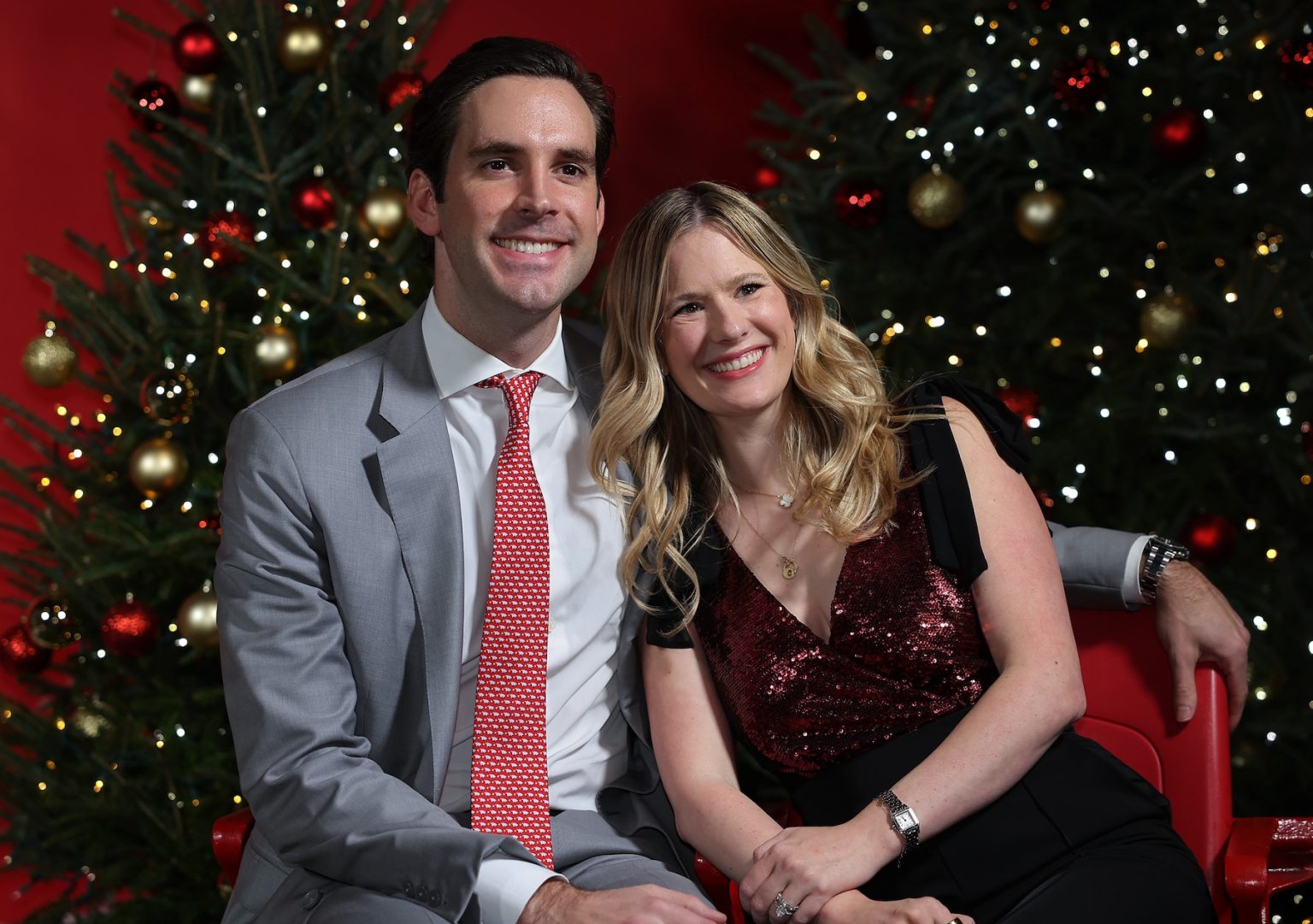 KANSAS CITY, MISSOURI - NOVEMBER 30: (L-R) Harper Coulson and Rebecca Coulson attend Hallmark's Premiere Screening of Holiday Touchdown: A Chiefs Love Story on November 30, 2024 in Kansas City, Missouri. (Photo by David Eulitt/Getty Images for Hallmark Media)