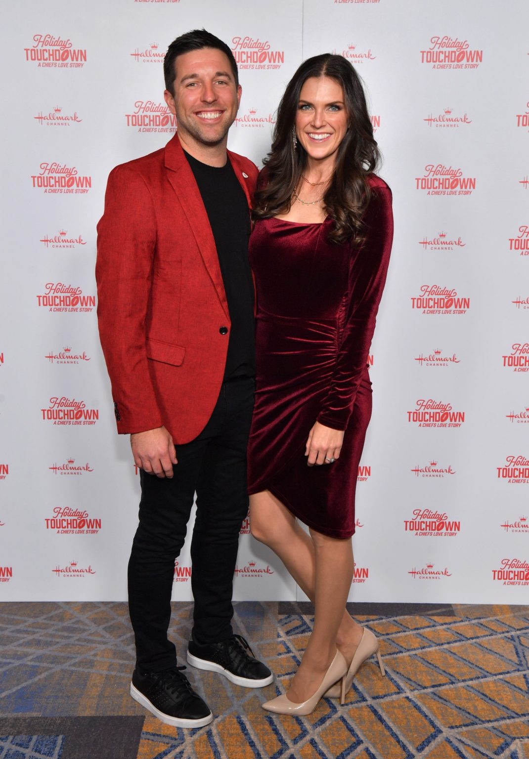 KANSAS CITY, MISSOURI - NOVEMBER 30: (L-R) Kellen Begnoche and Rachel Begnoche attend Hallmark's Premiere Screening of Holiday Touchdown: A Chiefs Love Story on November 30, 2024 in Kansas City, Missouri. (Photo by Jason Davis/Getty Images for Hallmark Media)