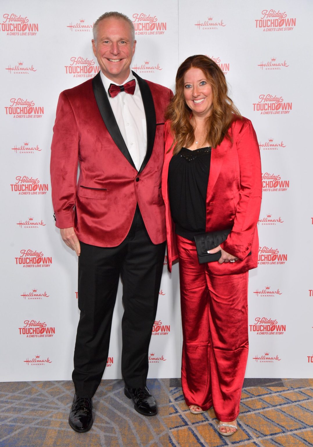 KANSAS CITY, MISSOURI - NOVEMBER 30: (L-R) Bob Fescoe and Jennifer Fescoe attend Hallmark's Premiere Screening of Holiday Touchdown: A Chiefs Love Story on November 30, 2024 in Kansas City, Missouri. (Photo by Jason Davis/Getty Images for Hallmark Media)
