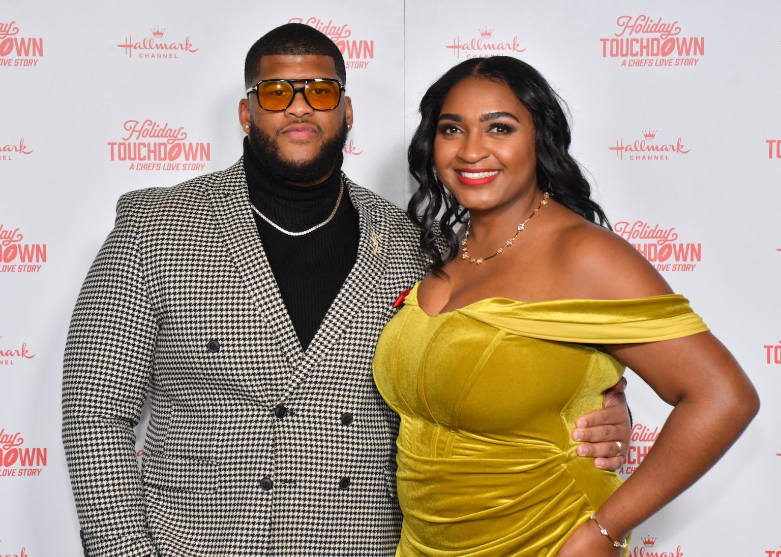 KANSAS CITY, MISSOURI - NOVEMBER 30: (L-R) Steven Green and Jasmine Green attend Hallmark's Premiere Screening of Holiday Touchdown: A Chiefs Love Story on November 30, 2024 in Kansas City, Missouri. (Photo by Jason Davis/Getty Images for Hallmark Media)