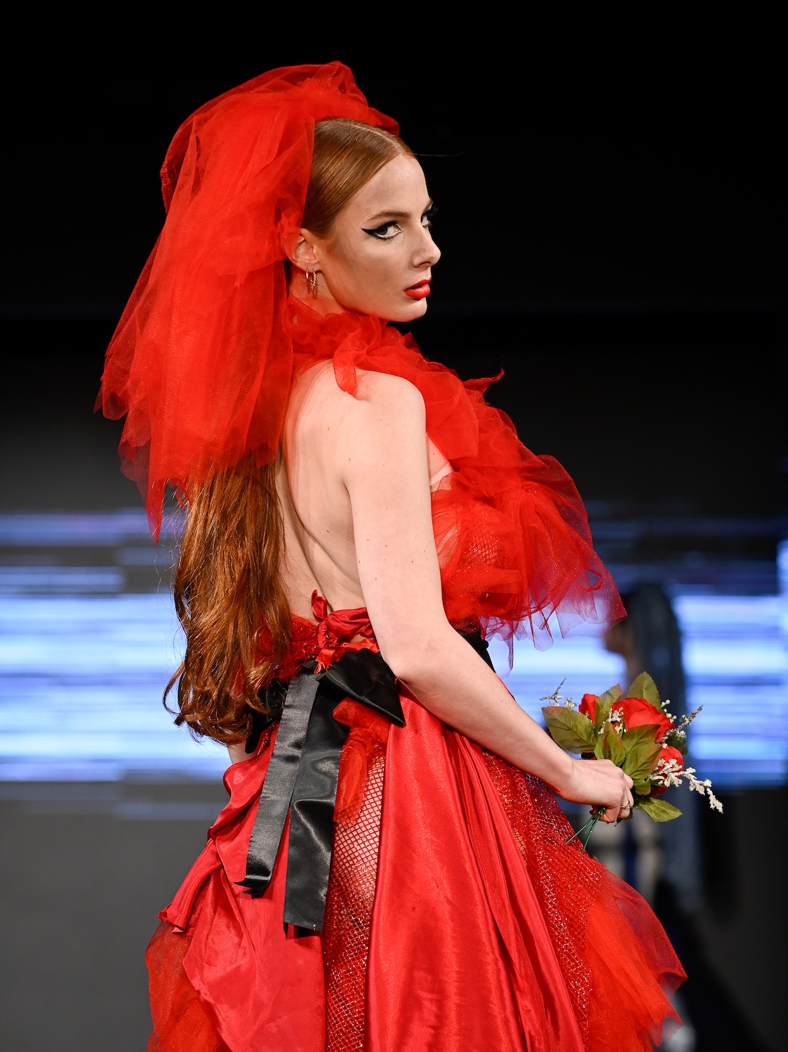 NEW YORK, NEW YORK - FEBRUARY 08: A model walks the runway at the Haus of Harleen show during New York Fashion Week Powered By Art Hearts Fashion at The Angel Orensanz Foundation on February 08, 2025 in New York City. (Photo by Arun Nevader/Getty Images for Art Hearts Fashion)