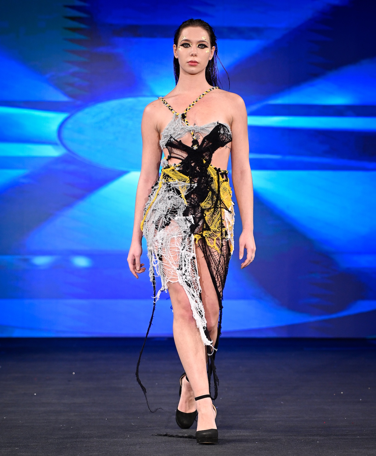 NEW YORK, NEW YORK - FEBRUARY 08: A model walks the runway at the Herwin Cardoza show during New York Fashion Week Powered By Art Hearts Fashion at The Angel Orensanz Foundation on February 08, 2025 in New York City. (Photo by Arun Nevader/Getty Images for Art Hearts Fashion)