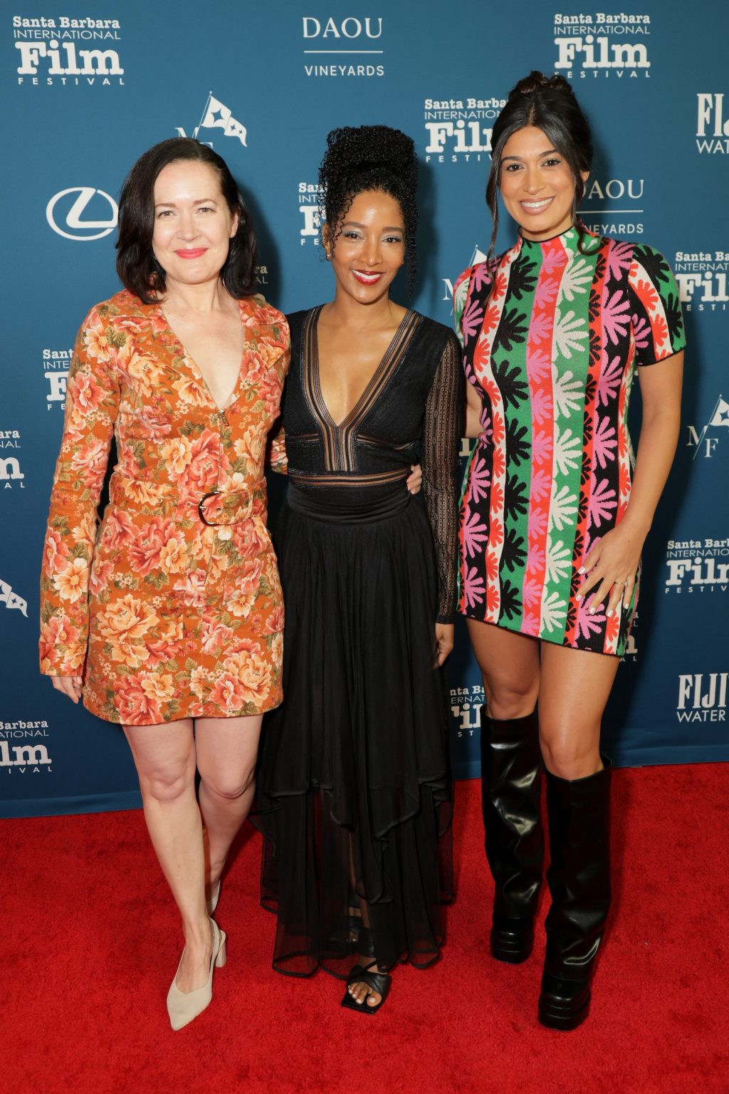 SANTA BARBARA, CALIFORNIA - FEBRUARY 09: (L-R) Bel Deliá, Noree Victoria, and Jessica Damouni attend the Virtuosos Award ceremony during the 40th Santa Barbara International Film Festival at The Arlington Theatre on February 09, 2025 in Santa Barbara, California. (Photo by Rebecca Sapp/Getty Images for Santa Barbara International Film Festival)