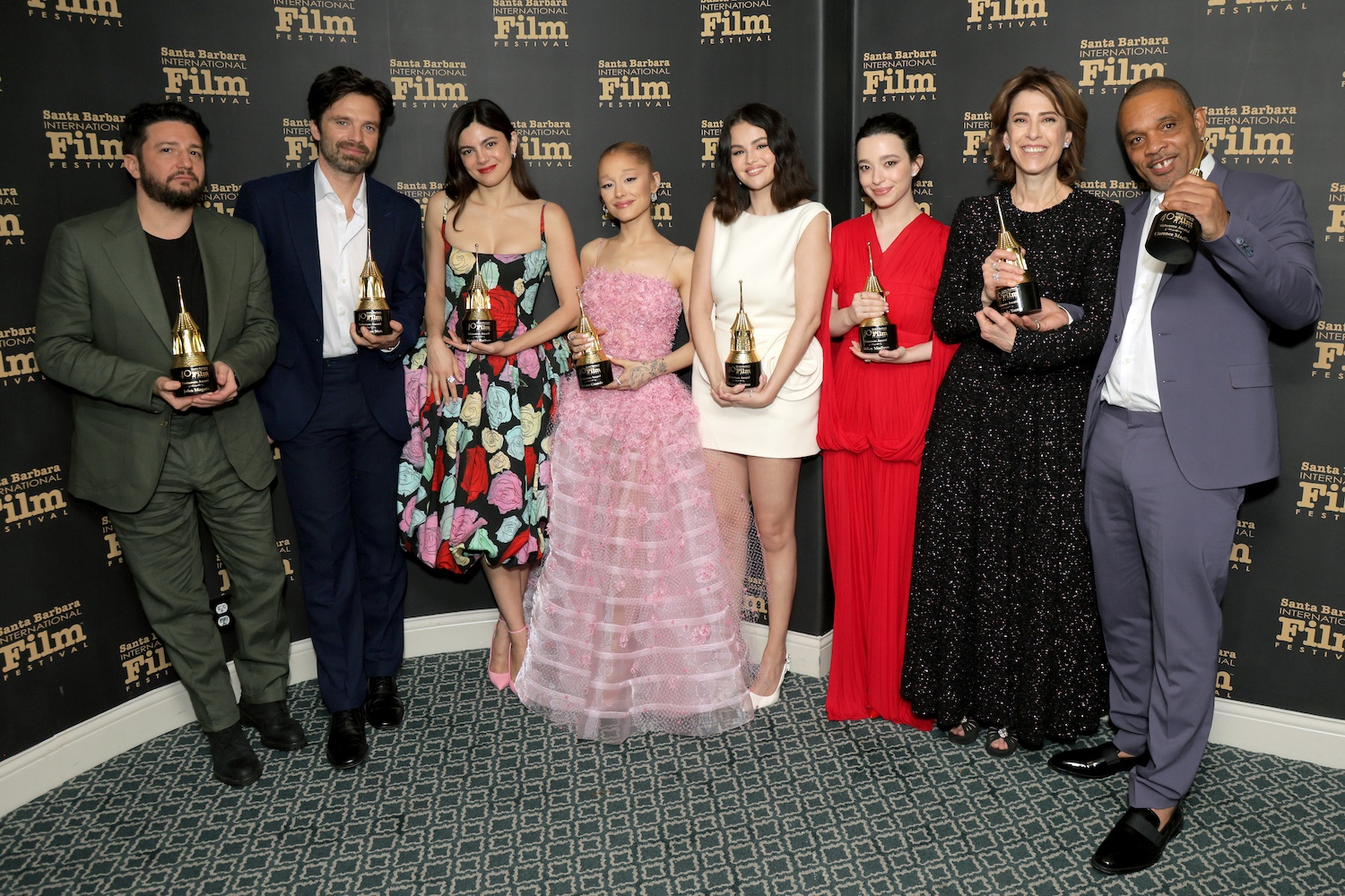 Honorees Ariana Grande, Clarence Maclin, Fernanda Torres, John Magaro, Mikey Madison, Monica Barbaro, Sebastian Stan, and Selena Gomez, Moderated by Dave Karger, Presented by Jane Lynch at the 40th Annual SBIFF VIRTUOSOS AWARD