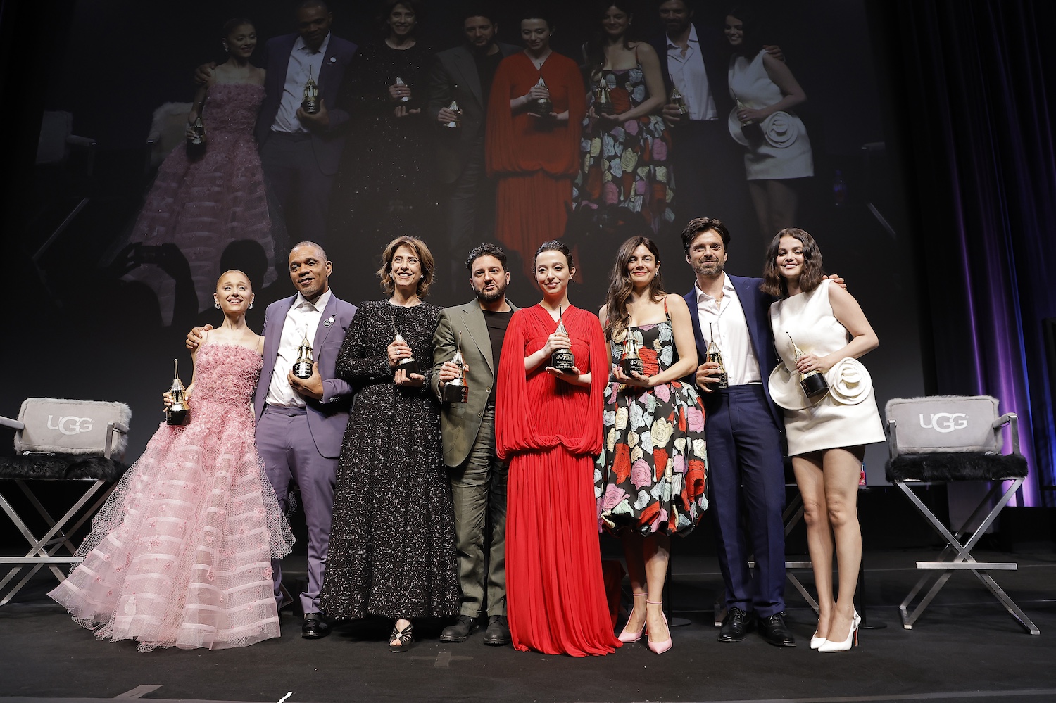 Honorees Ariana Grande, Clarence Maclin, Fernanda Torres, John Magaro, Mikey Madison, Monica Barbaro, Sebastian Stan, and Selena Gomez, Moderated by Dave Karger, Presented by Jane Lynch at the 40th Annual SBIFF VIRTUOSOS AWARD