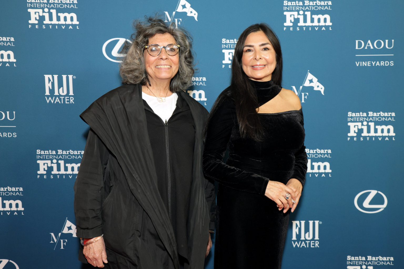 SANTA BARBARA, CALIFORNIA - FEBRUARY 11: (L-R) Christine La Monte and Yvonne Russo attend the Arlington Artist Award ceremony during the 40th Santa Barbara International Film Festival at The Arlington Theatre on February 11, 2025 in Santa Barbara, California. (Photo by Rebecca Sapp/Getty Images for Santa Barbara International Film Festival)