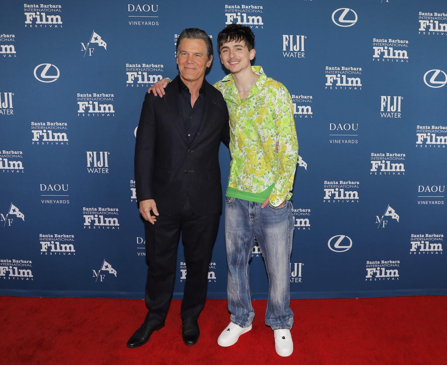 SANTA BARBARA, CALIFORNIA - FEBRUARY 11: Josh Brolin and Timothée Chalamet attend the Arlington Artist Award ceremony during the 40th Santa Barbara International Film Festival at The Arlington Theatre on February 11, 2025 in Santa Barbara, California. (Photo by Tibrina Hobson/Getty Images for Santa Barbara International Film Festival)