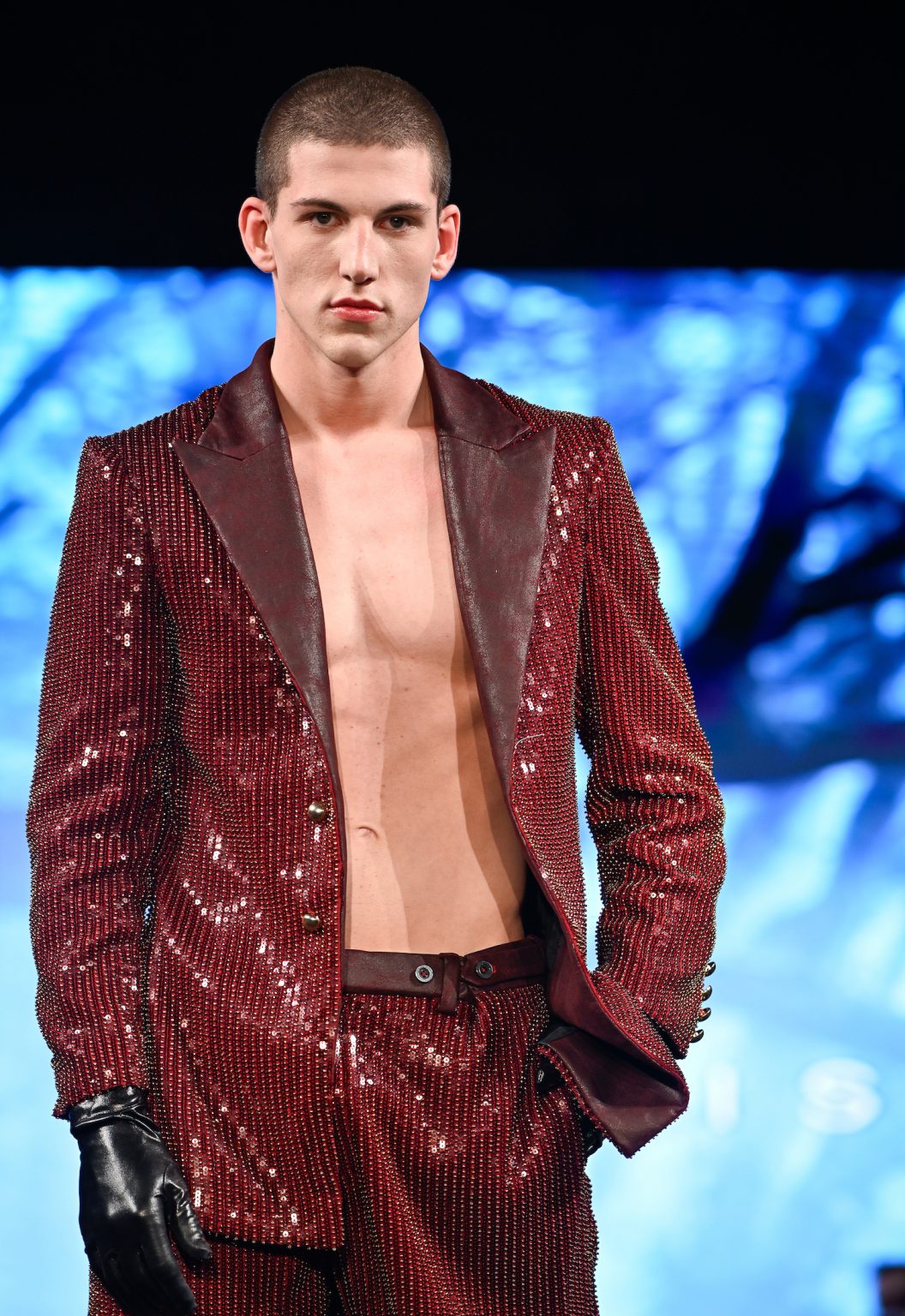 NEW YORK, NEW YORK - FEBRUARY 06: A model walks the runway at the Kenneth Barlis show during New York Fashion Week Powered By Art Hearts Fashion at The Angel Orensanz Foundation on February 06, 2025 in New York City. (Photo by Arun Nevader/Getty Images for Art Hearts Fashion)