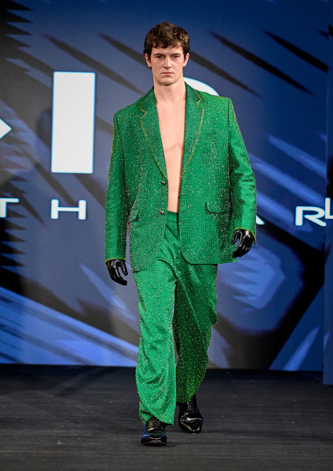 NEW YORK, NEW YORK - FEBRUARY 06: A model walks the runway at the Kenneth Barlis show during New York Fashion Week Powered By Art Hearts Fashion at The Angel Orensanz Foundation on February 06, 2025 in New York City. (Photo by Arun Nevader/Getty Images for Art Hearts Fashion)