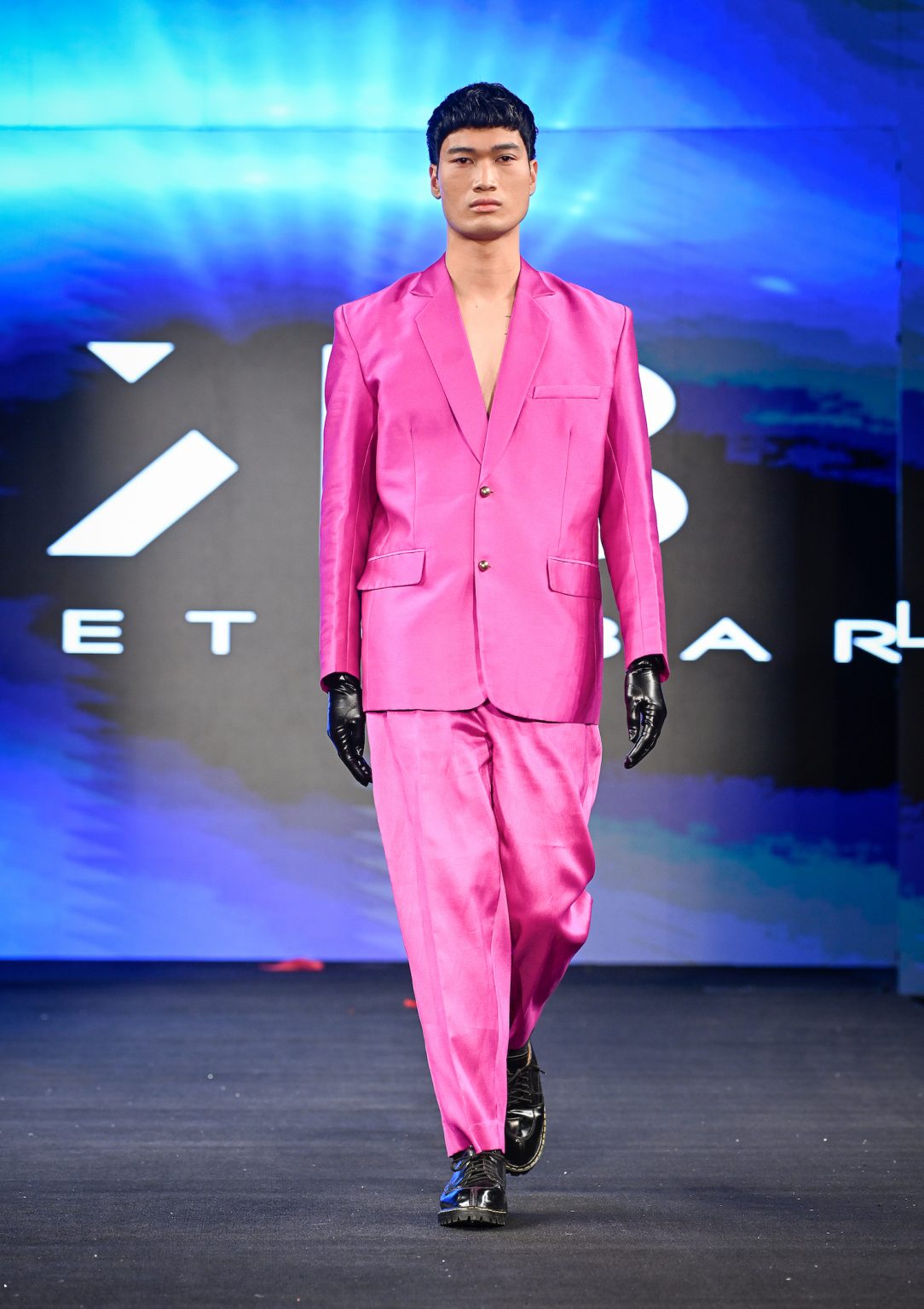NEW YORK, NEW YORK - FEBRUARY 06: A model walks the runway at the Kenneth Barlis show during New York Fashion Week Powered By Art Hearts Fashion at The Angel Orensanz Foundation on February 06, 2025 in New York City. (Photo by Arun Nevader/Getty Images for Art Hearts Fashion)