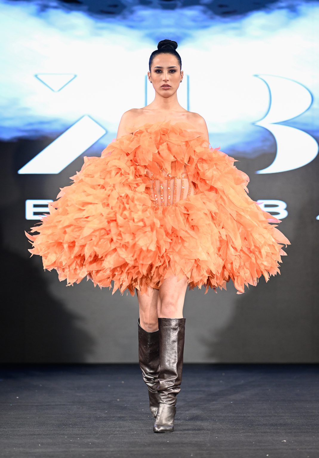 NEW YORK, NEW YORK - FEBRUARY 06: A model walks the runway at the Kenneth Barlis show during New York Fashion Week Powered By Art Hearts Fashion at The Angel Orensanz Foundation on February 06, 2025 in New York City. (Photo by Arun Nevader/Getty Images for Art Hearts Fashion)