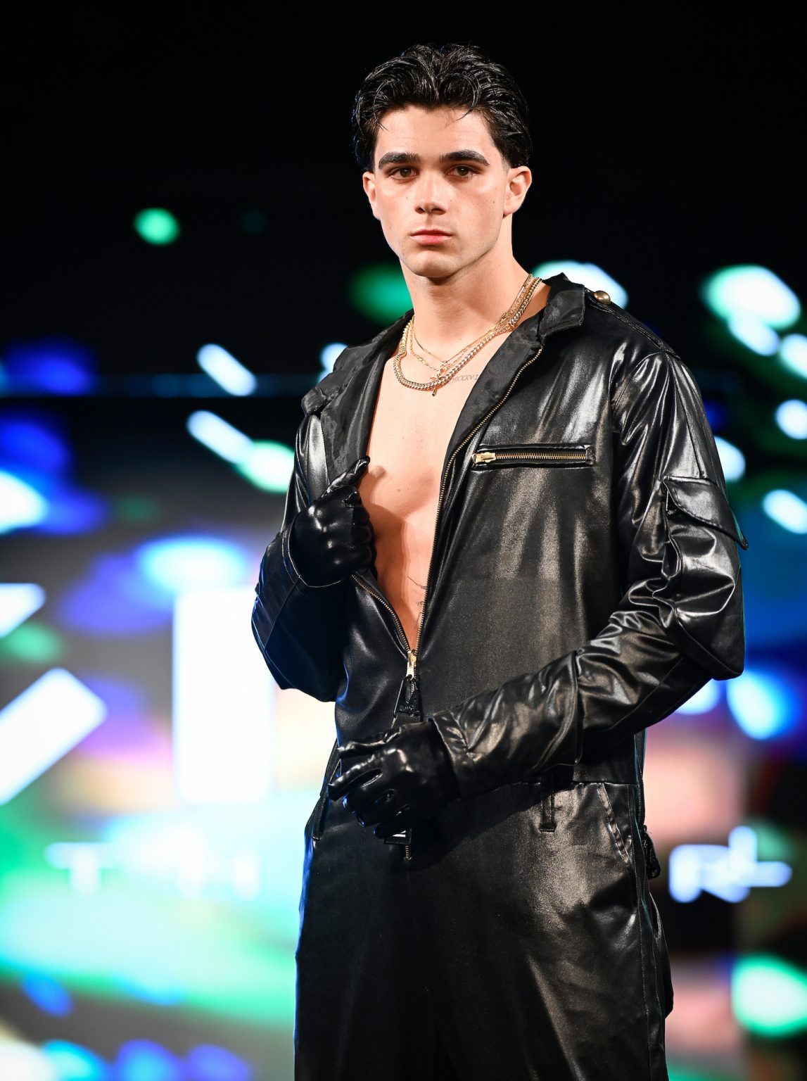 NEW YORK, NEW YORK - FEBRUARY 06: A model walks the runway at the Kenneth Barlis show during New York Fashion Week Powered By Art Hearts Fashion at The Angel Orensanz Foundation on February 06, 2025 in New York City. (Photo by Arun Nevader/Getty Images for Art Hearts Fashion)